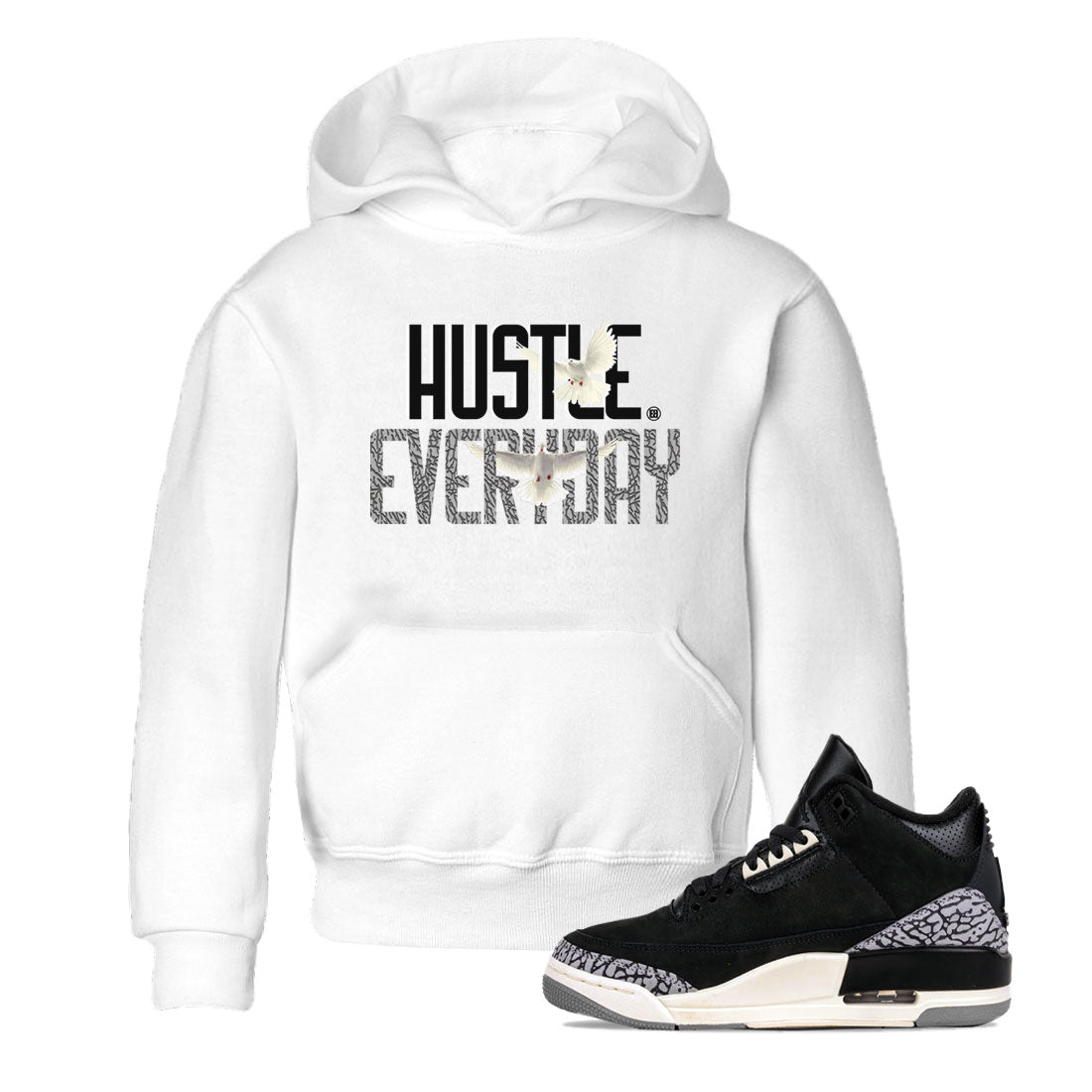 Daily Hustle snkmatch Tee Kids - Air Jordan 3 Off Noir