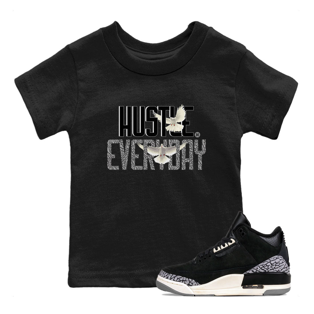 Daily Hustle snkmatch Tee Kids - Air Jordan 3 Off Noir
