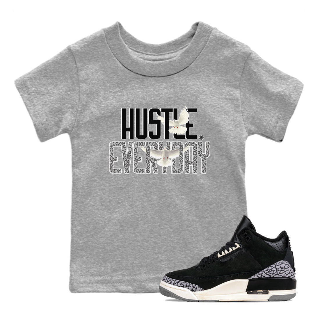 Daily Hustle snkmatch Tee Kids - Air Jordan 3 Off Noir