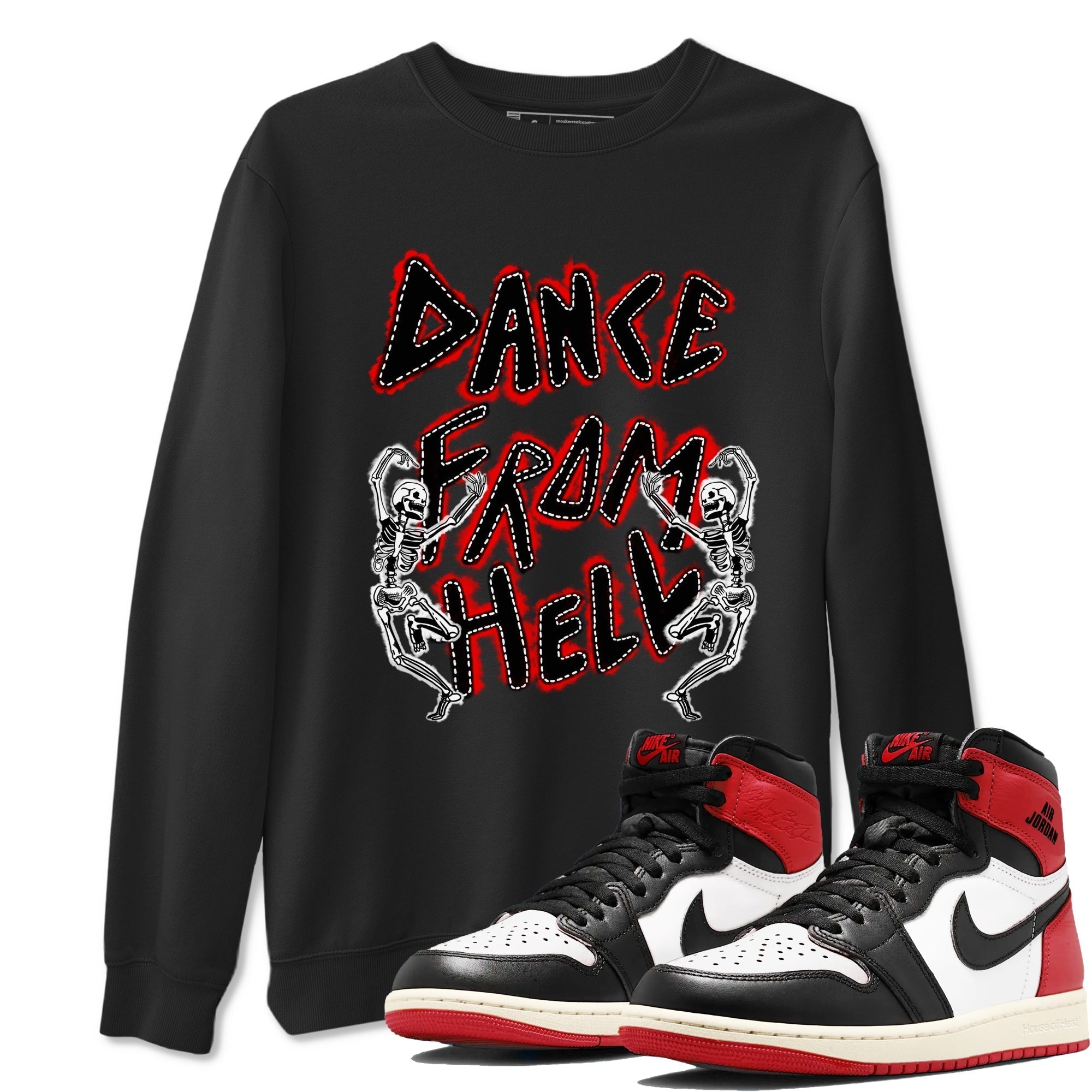 Dance From Hell snkmatch Tees - Air Jordan 1 Black Toe Reimagined