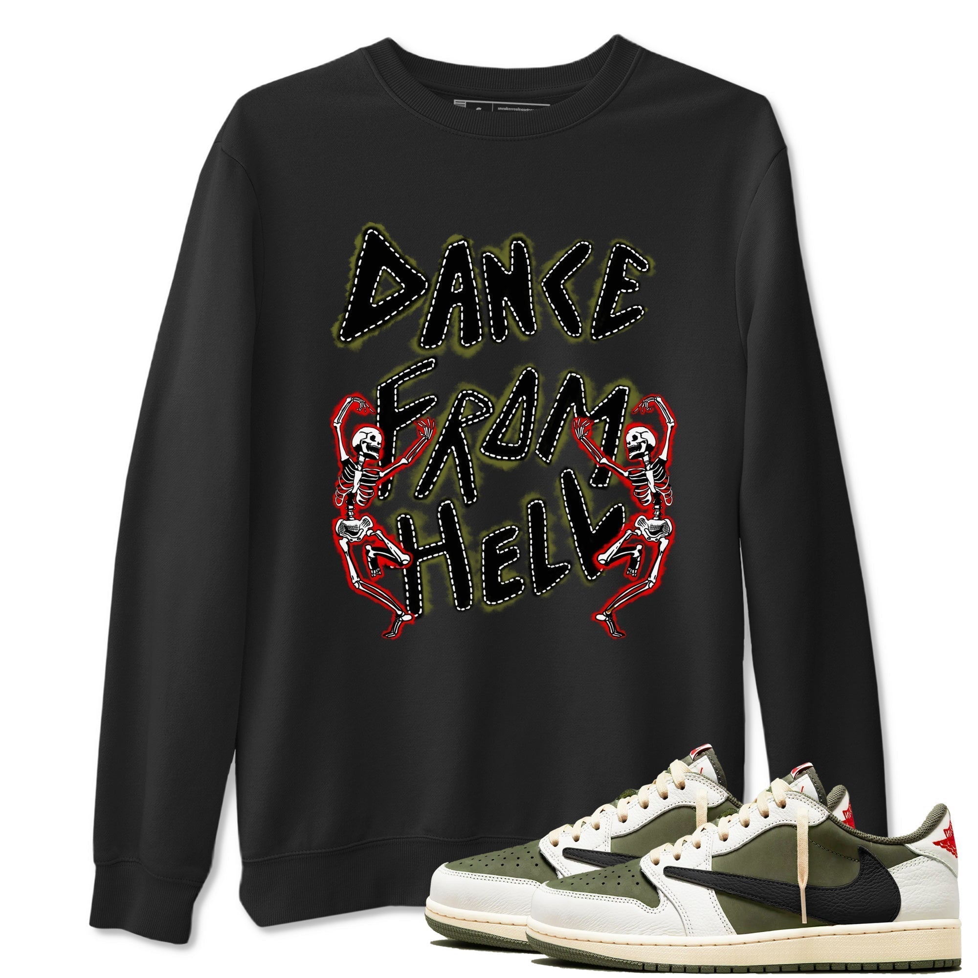 Dance From Hell snkmatch Tees - Air Jordan 1 Travis Scott Medium Olive
