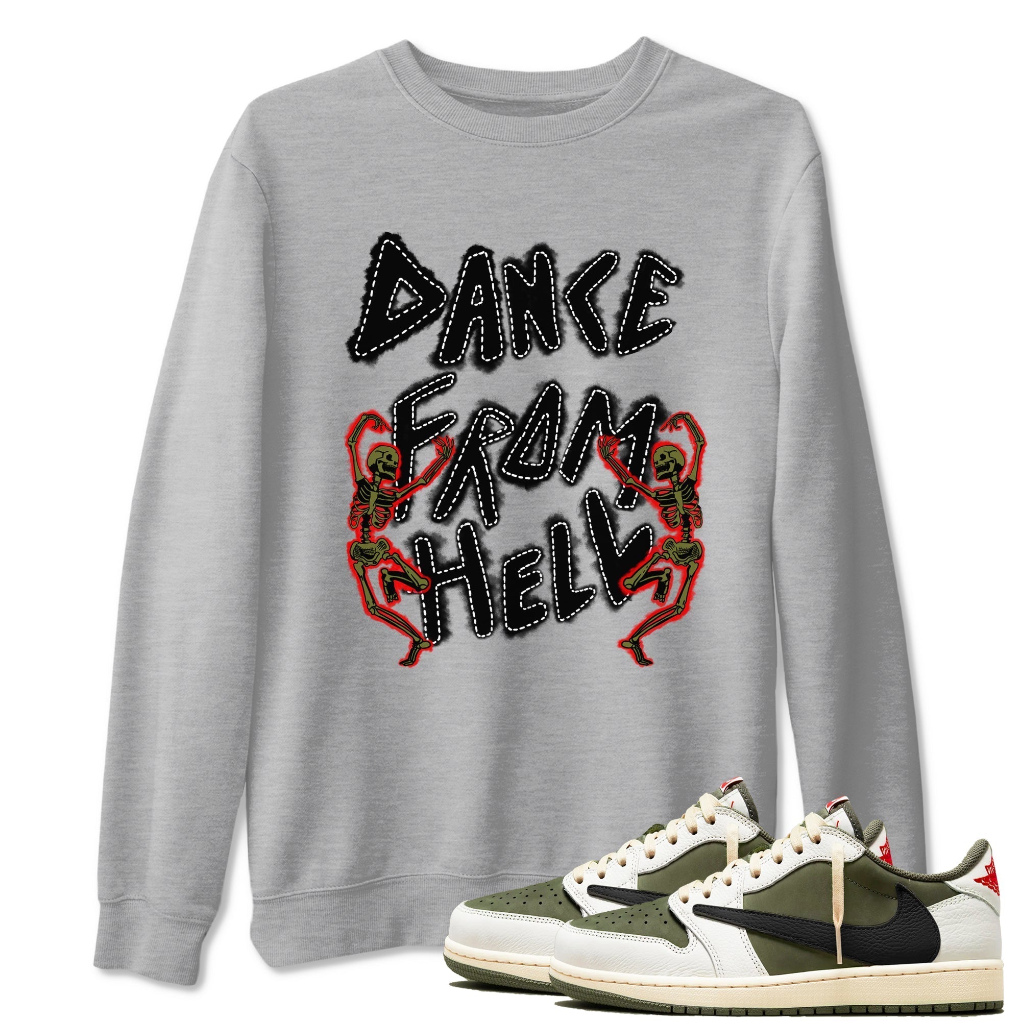 Dance From Hell snkmatch Tees - Air Jordan 1 Travis Scott Medium Olive