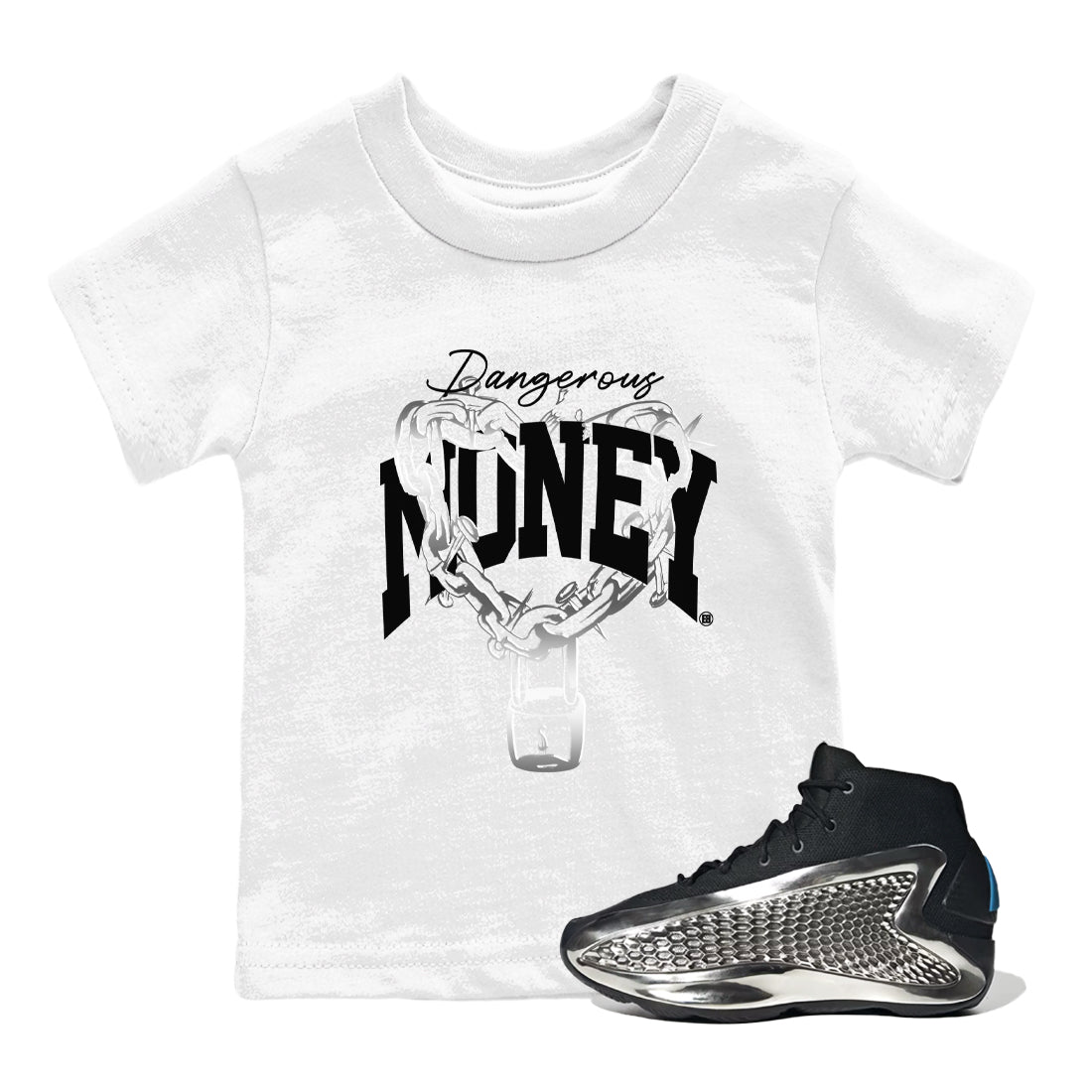 Dangerous Money snkmatch Tees Kids - AE 1 Silver Metallic