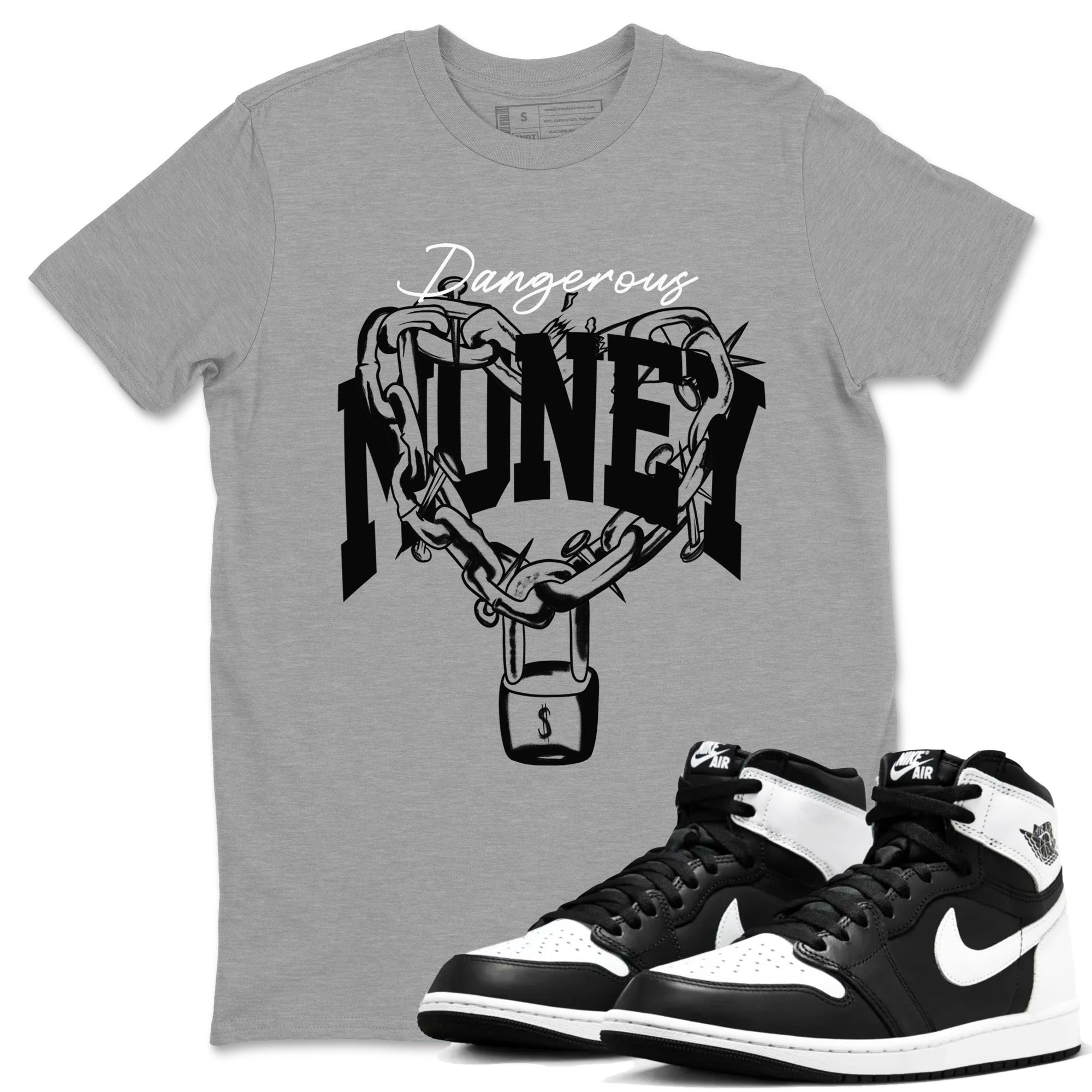 Dangerous Money snkmatch Tees - Air Jordan 1 Black White