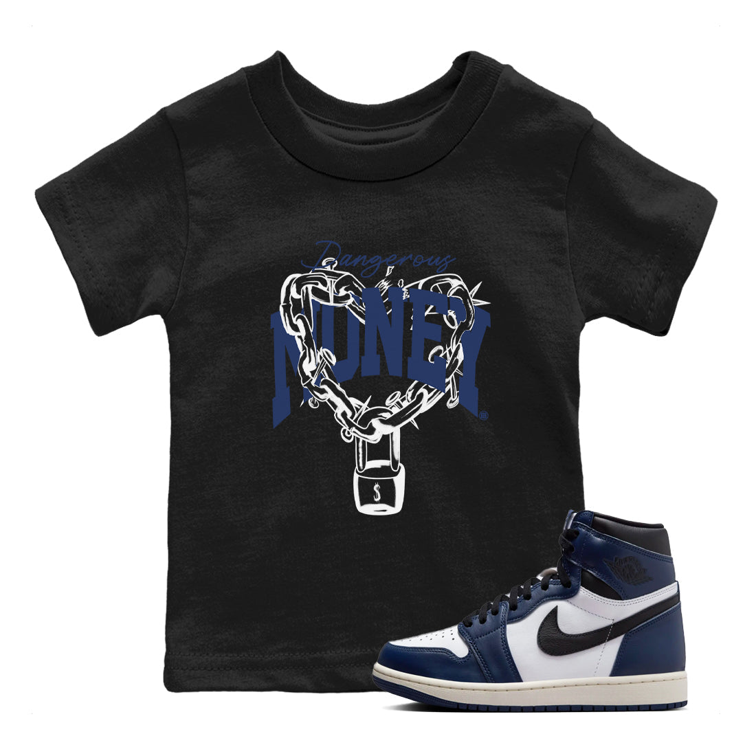 Dangerous Money snkmatch Tees Kids - Air Jordan 1 Midnight Navy