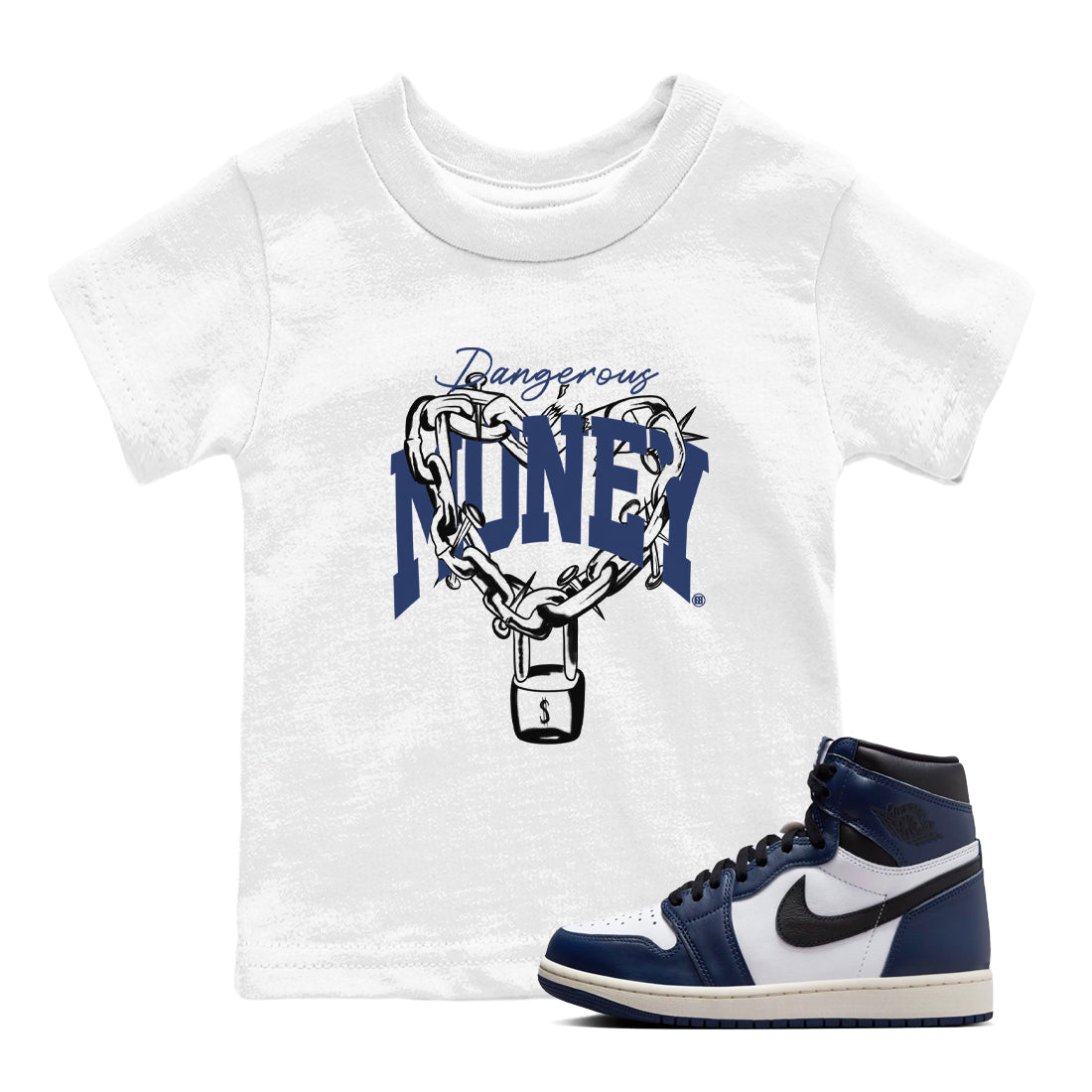 Dangerous Money snkmatch Tees Kids - Air Jordan 1 Midnight Navy
