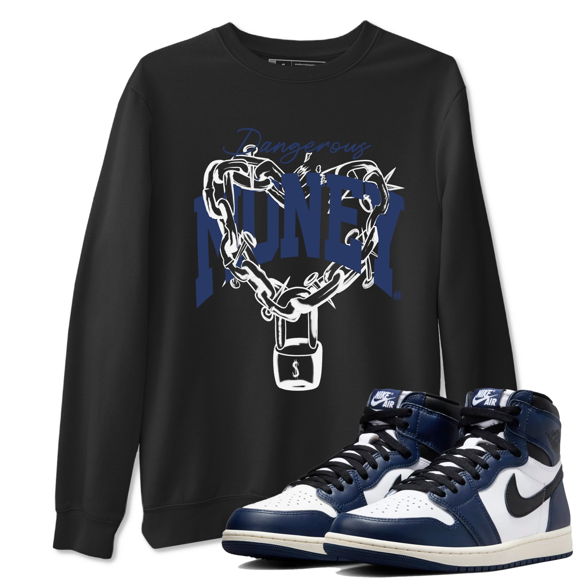 Dangerous Money snkmatch Tees - Air Jordan 1 Midnight Navy