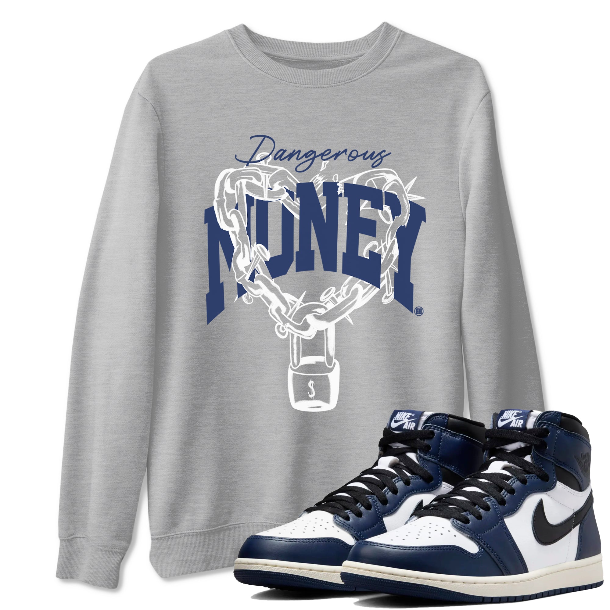 Dangerous Money snkmatch Tees - Air Jordan 1 Midnight Navy