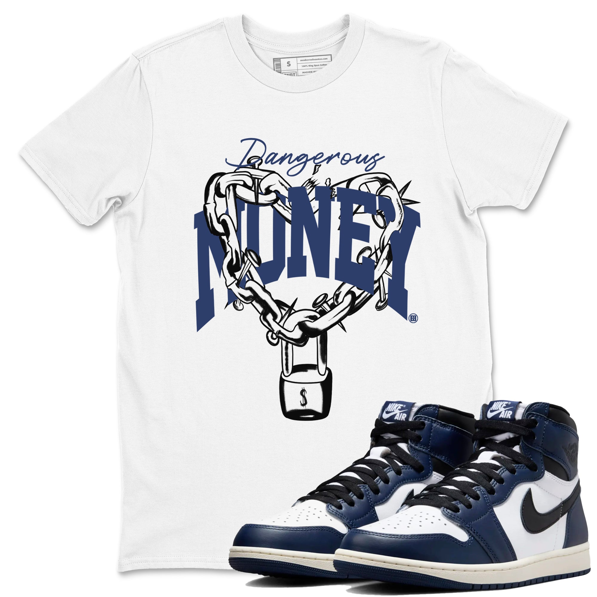 Dangerous Money snkmatch Tees - Air Jordan 1 Midnight Navy