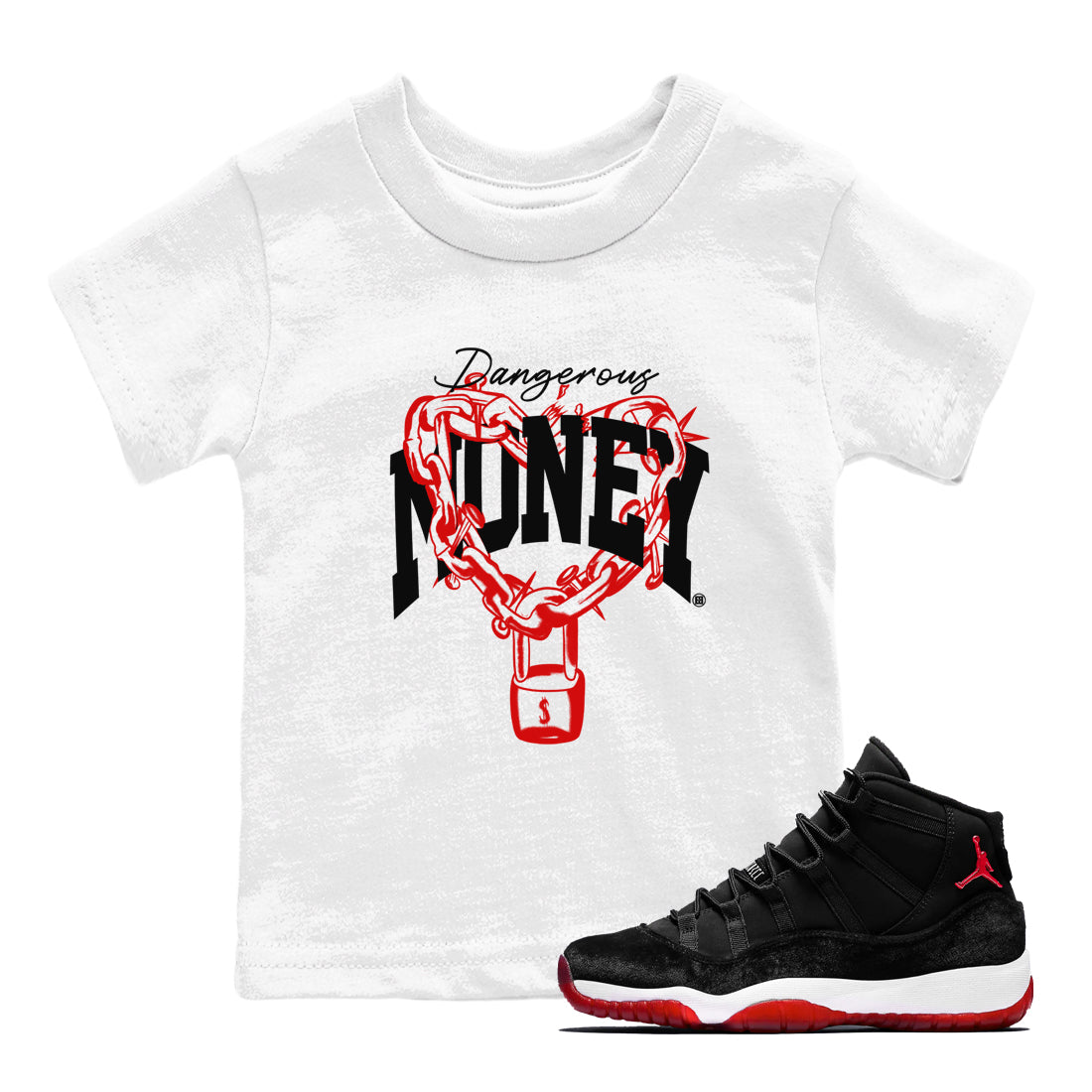 Dangerous Money snkmatch Tees Kids - Air Jordan 11 Bred Velvet
