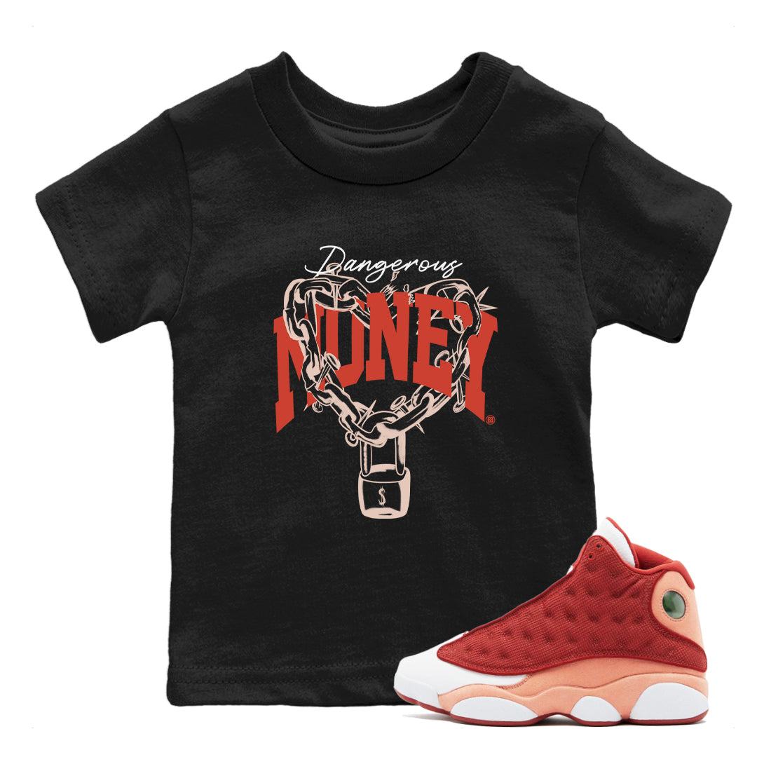 Dangerous Money snkmatch Tees Kids - Air Jordan 13 Dune Red