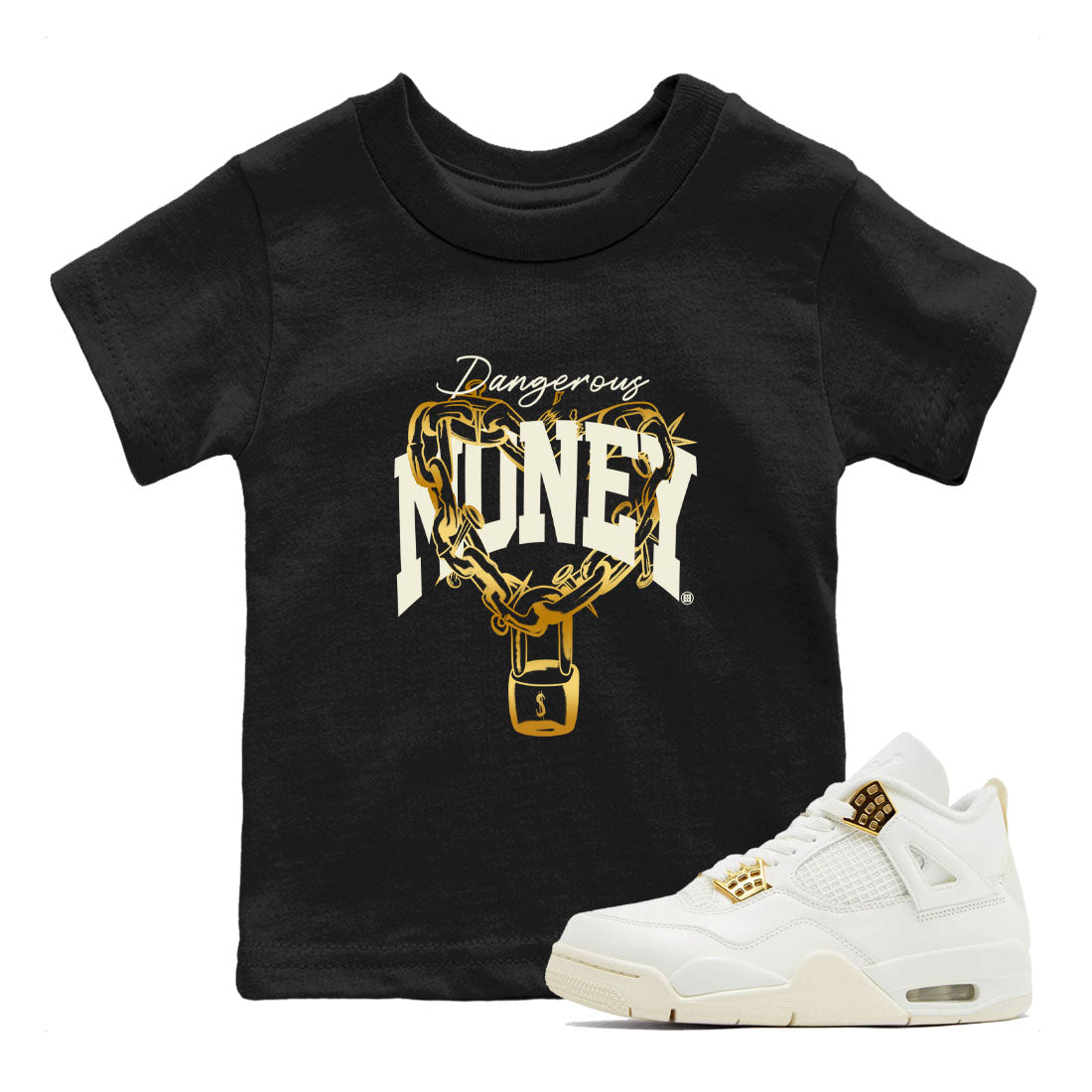 Dangerous Money snkmatch Tees Kids - Air Jordan 4 Sail 2024