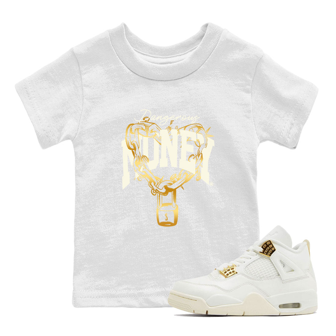 Dangerous Money snkmatch Tees Kids - Air Jordan 4 Sail 2024