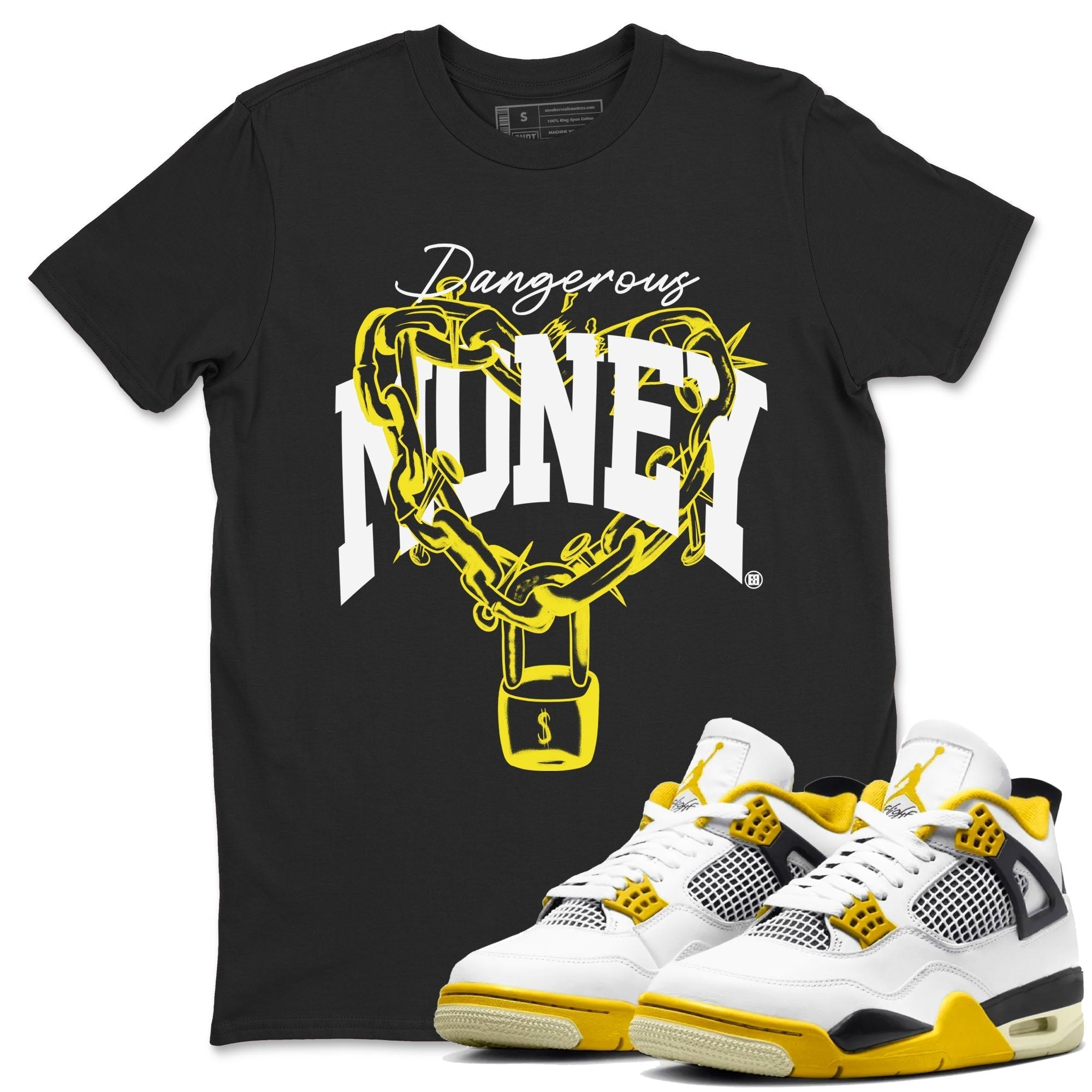Dangerous Money snkmatch Tees - Air Jordan 4 Vivid Sulfur