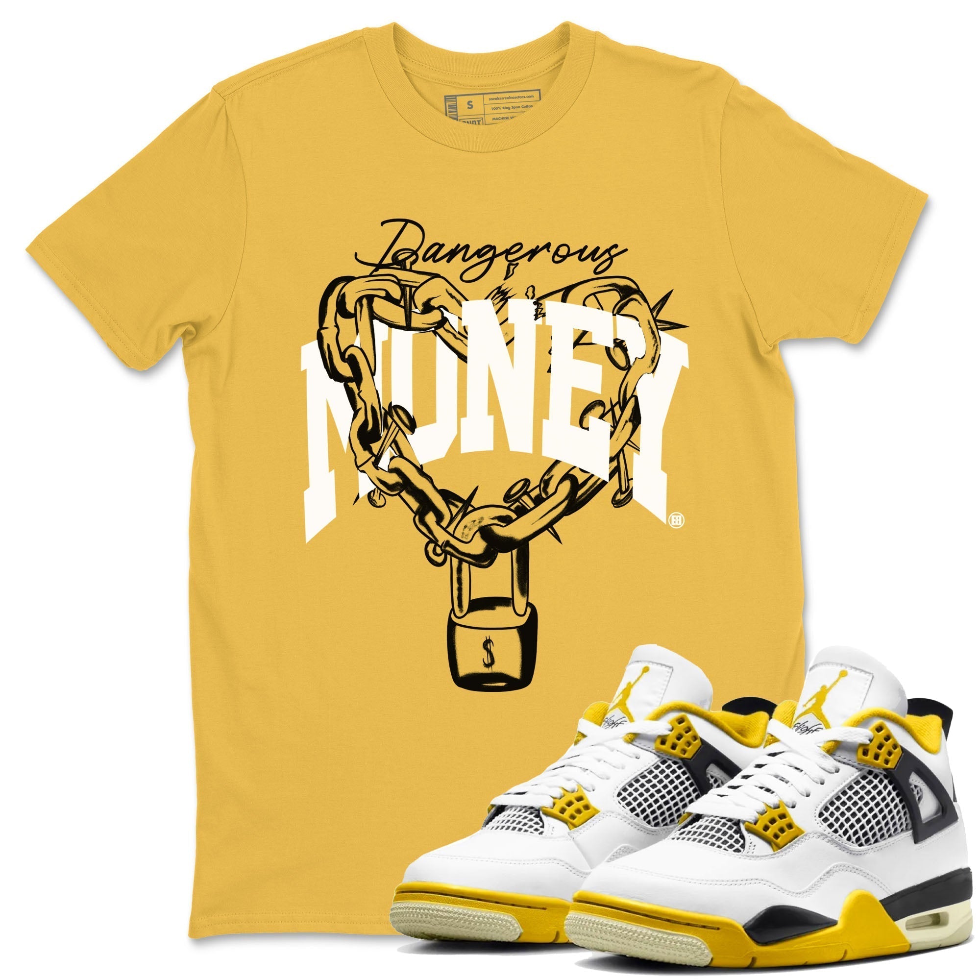 Dangerous Money snkmatch Tees - Air Jordan 4 Vivid Sulfur