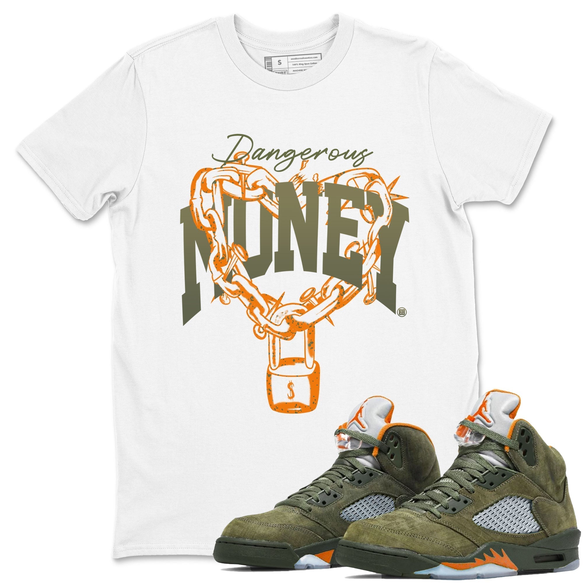 Dangerous Money snkmatch Tees - Air Jordan 5 Olive