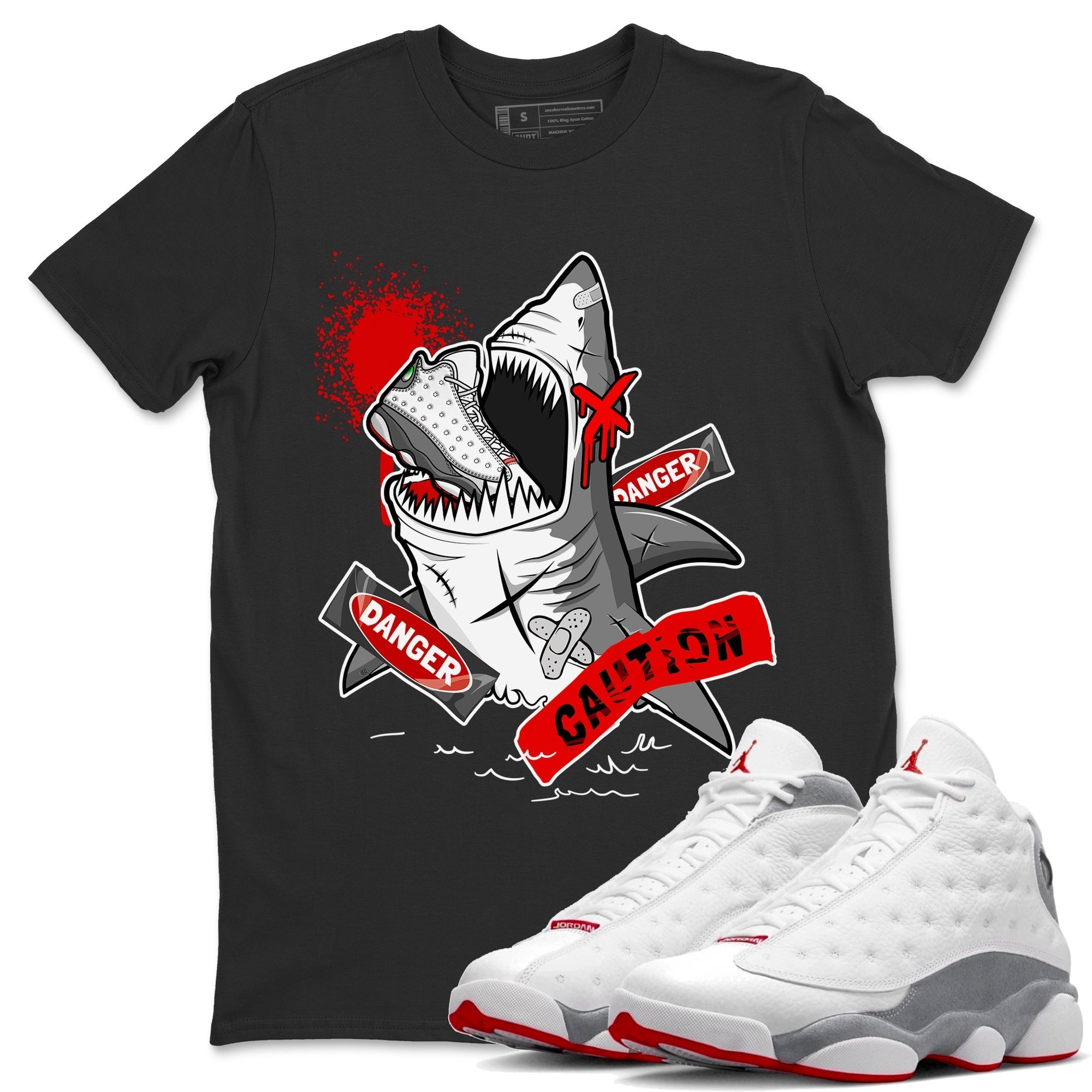 Dangerous Shark snkmatch Tee - Air Jordan 13 Wolf Grey