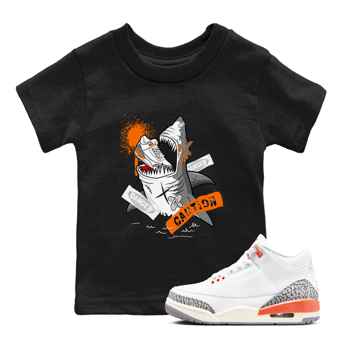 Dangerous Shark snkmatch Tees Kids - Air Jordan 3 Georgia Peach