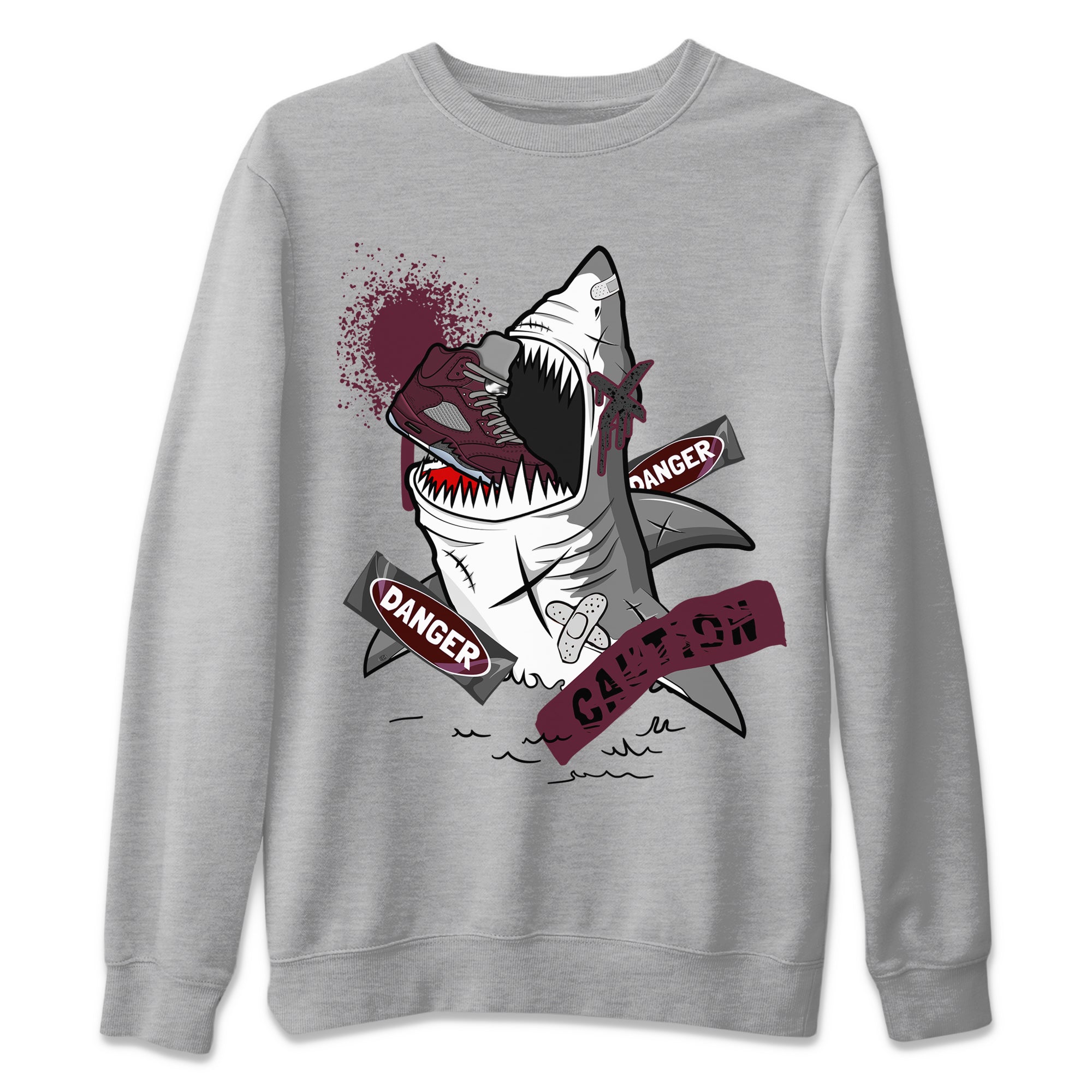 Dangerous Shark snkmatch Tee - Air Jordan 5 Burgundy