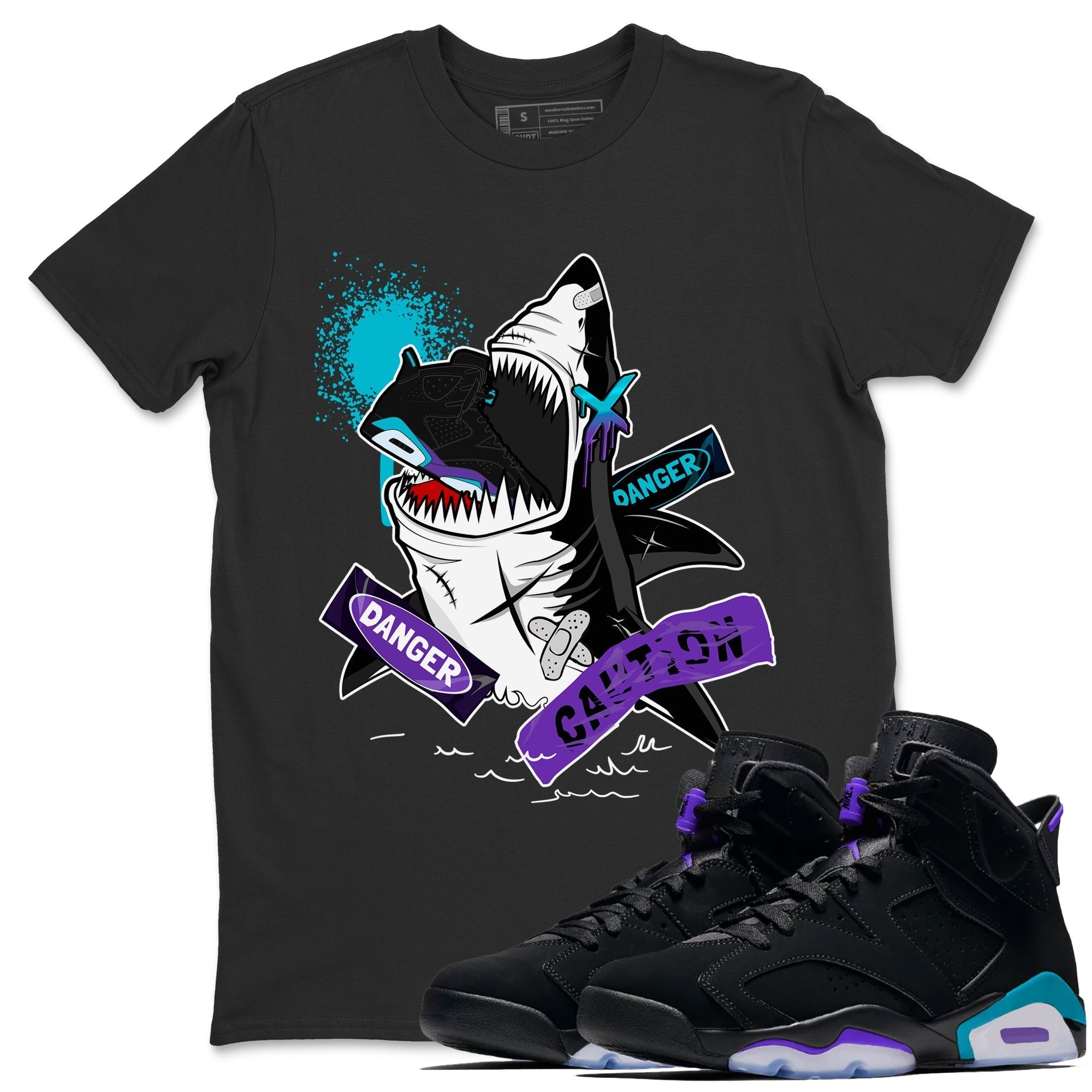 Dangerous Shark snkmatch Tee - Air Jordan 6 Aqua