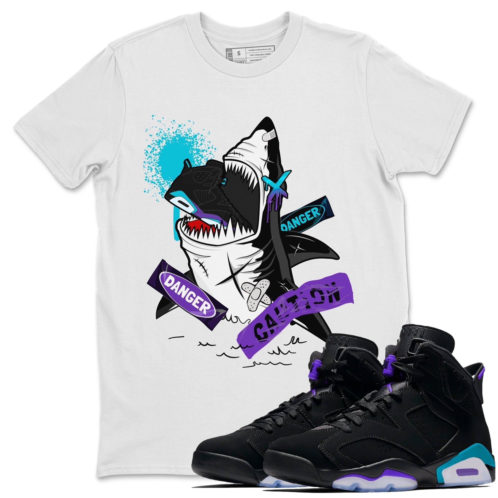 Dangerous Shark snkmatch Tee - Air Jordan 6 Aqua