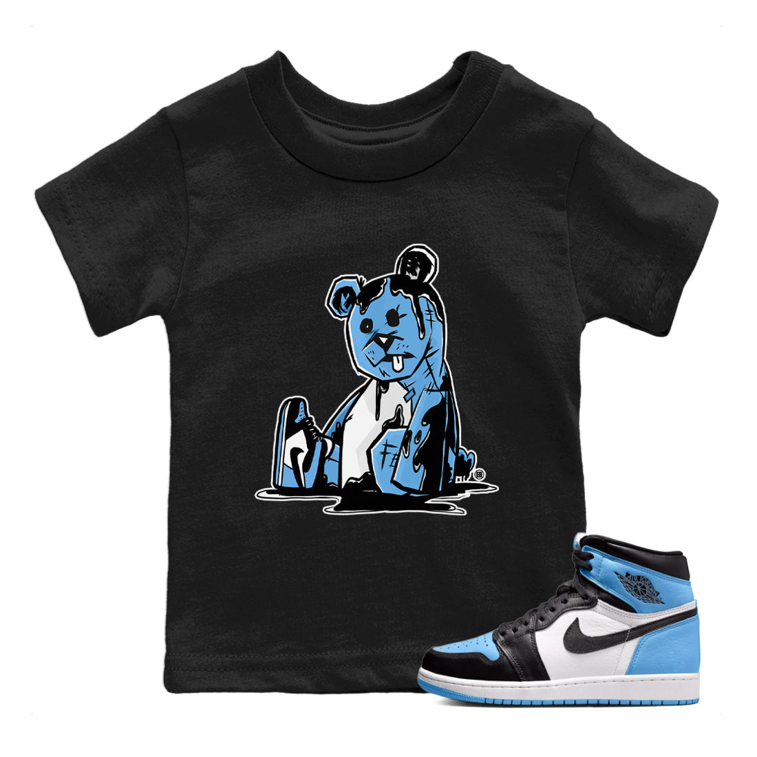 Dark Bear Kids Tops - Air Jordan 1 UNC Toe