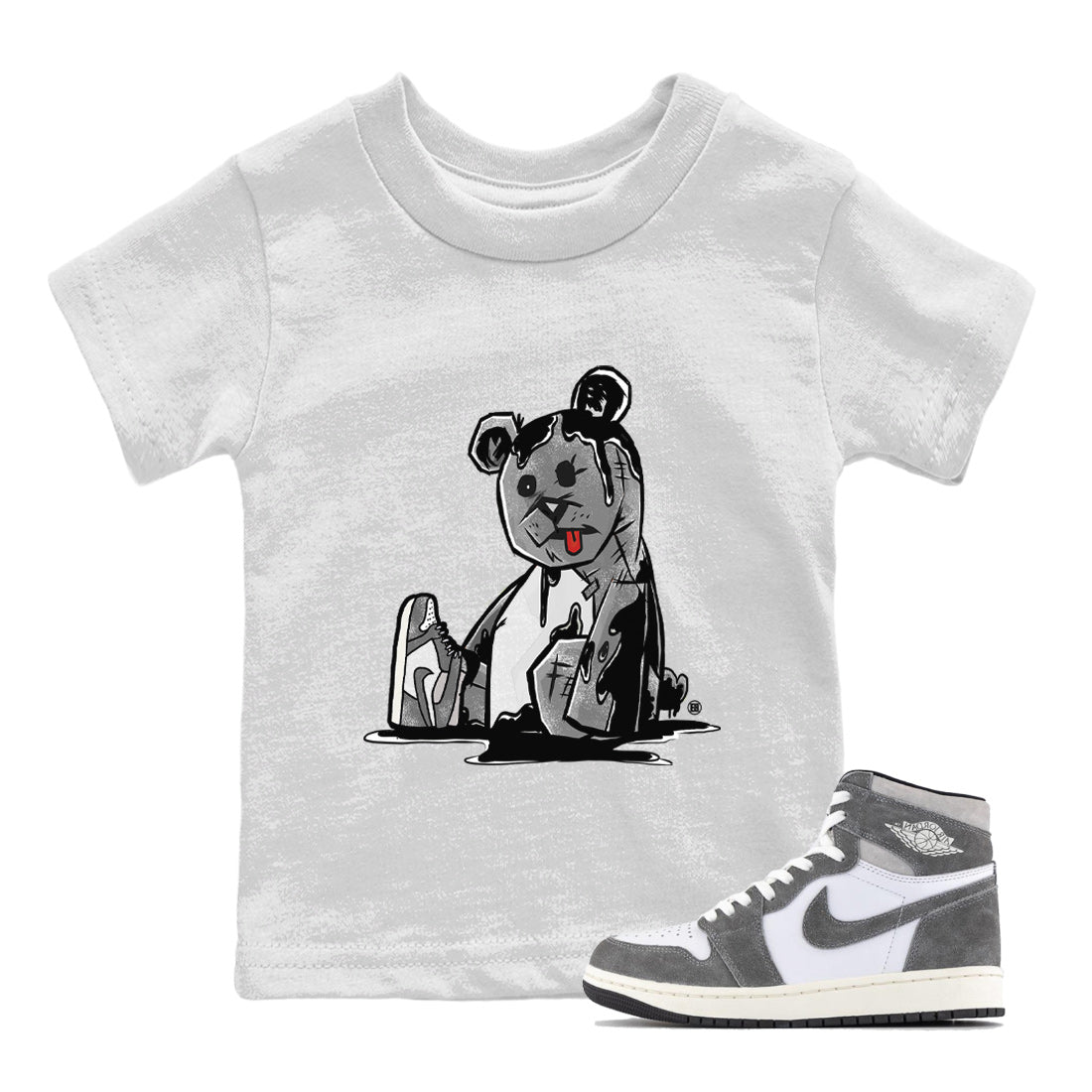Dark Bear Kids Tops - Air Jordan 1 Washed Heritage