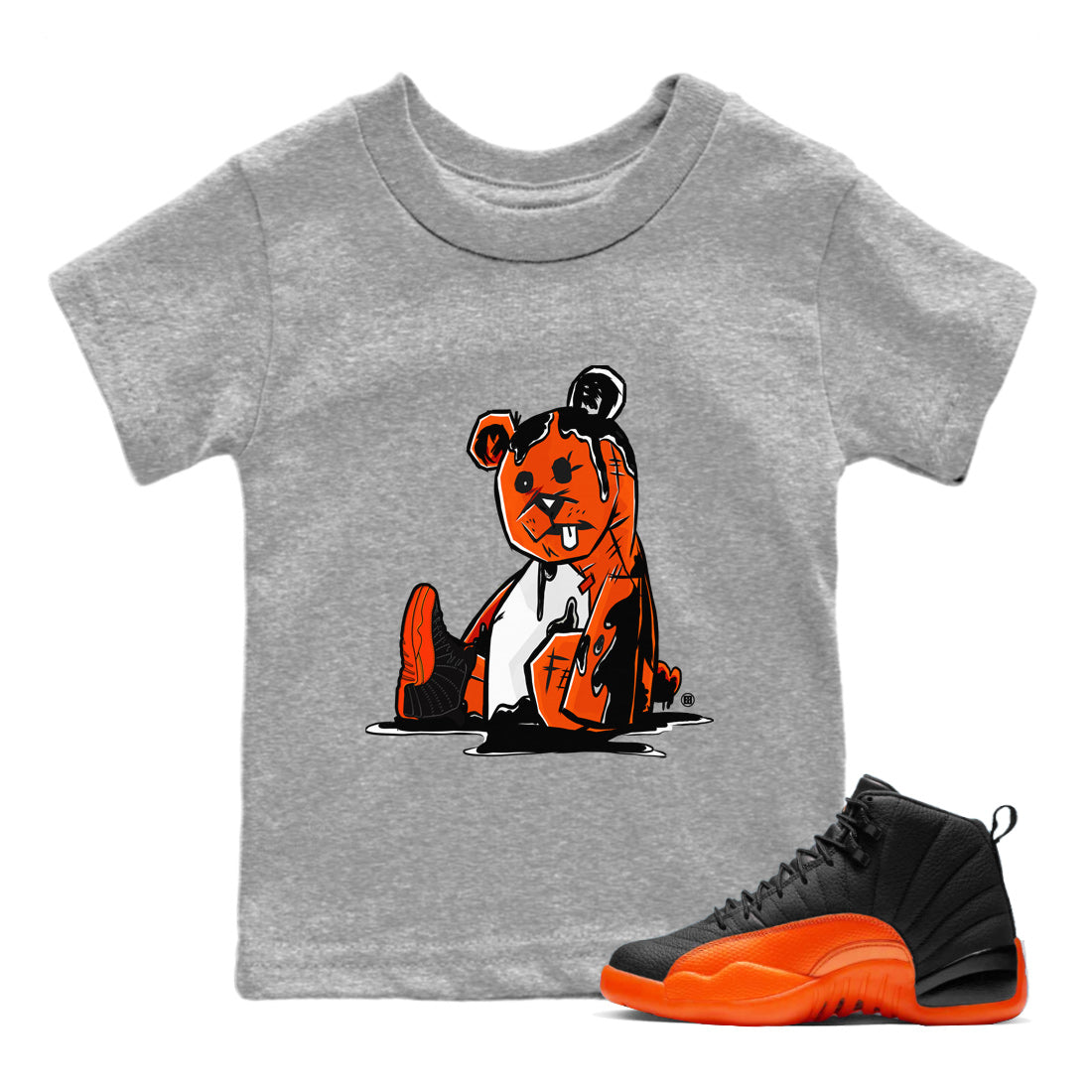 Dark Bear Kids Tops - Air Jordan 12 Brilliant Orange