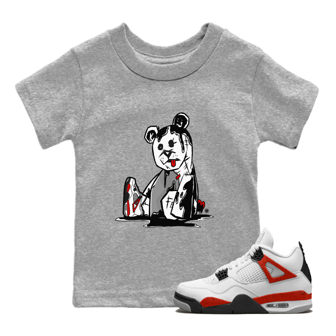 Dark Bear Kids Tops - Air Jordan 4 Red Cement