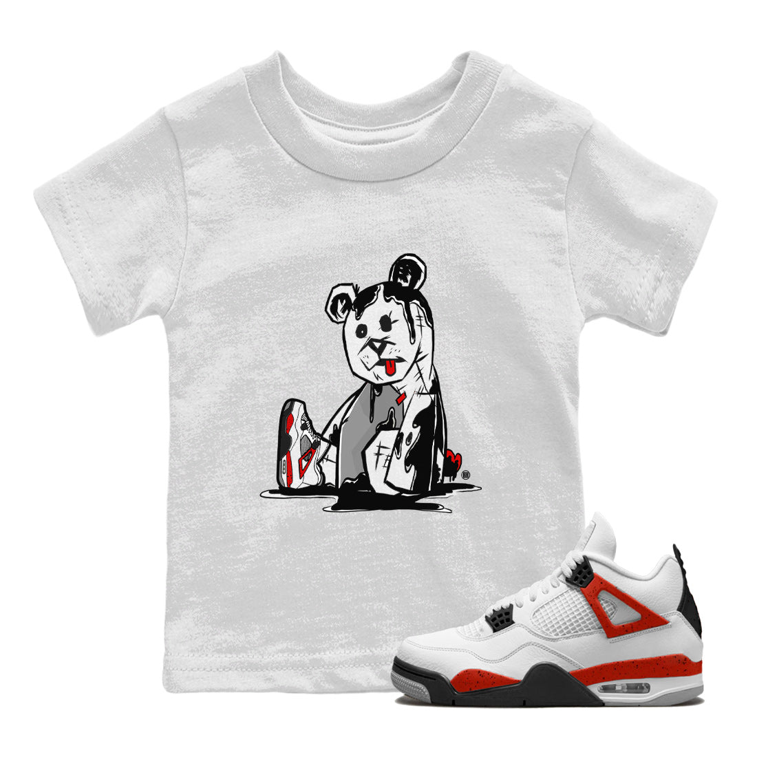 Dark Bear Kids Tops - Air Jordan 4 Red Cement