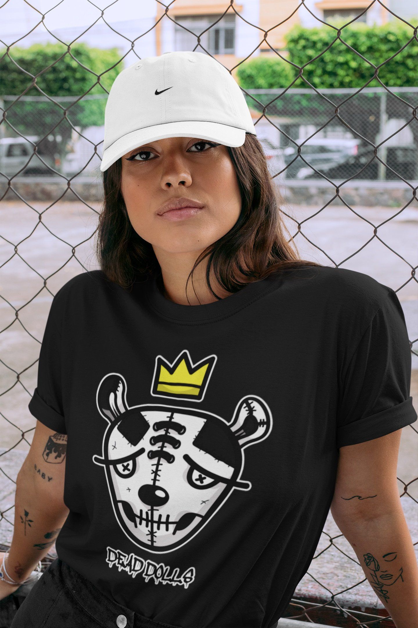 Dead Dolls Face Unisex Tops - Air Jordan 1 Black White