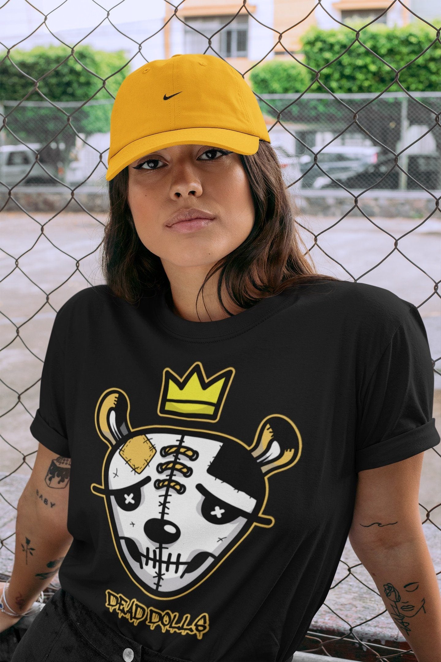 Dead Dolls Face Unisex Tops - Air Jordan 1 Pollen
