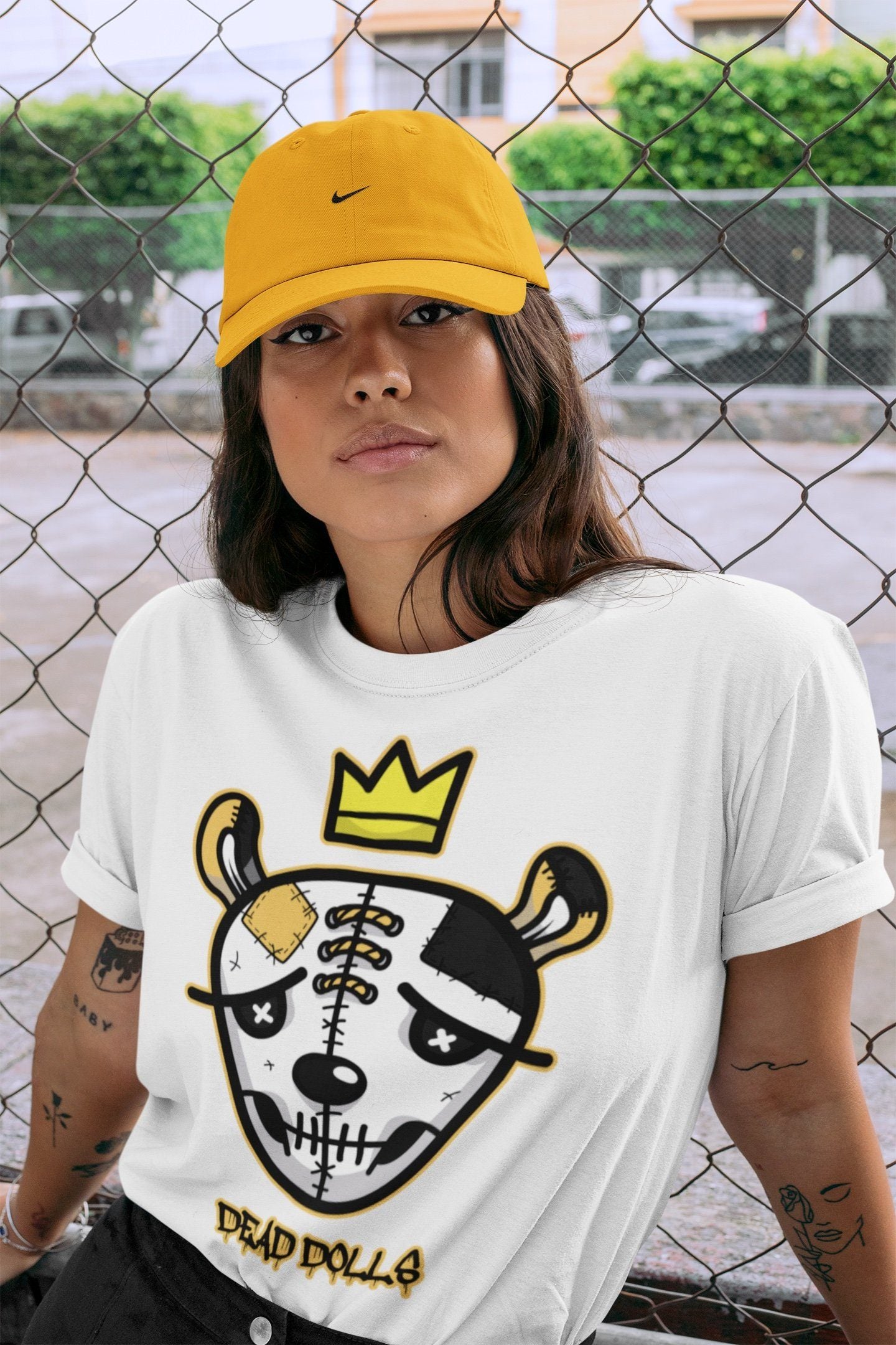 Dead Dolls Face Unisex Tops - Air Jordan 1 Pollen
