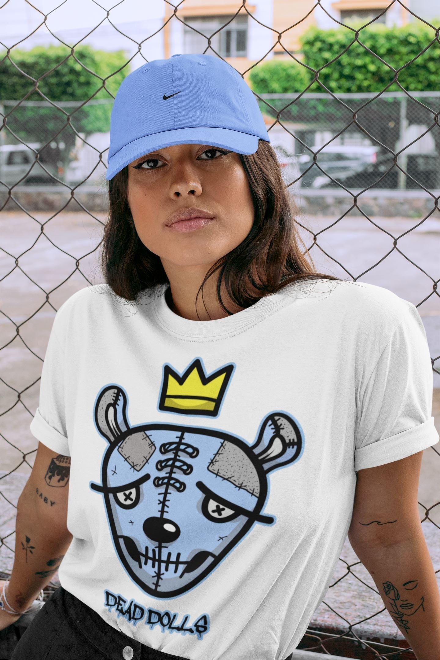 Dead Dolls Face Unisex Tops - Air Jordan 4 University Blue