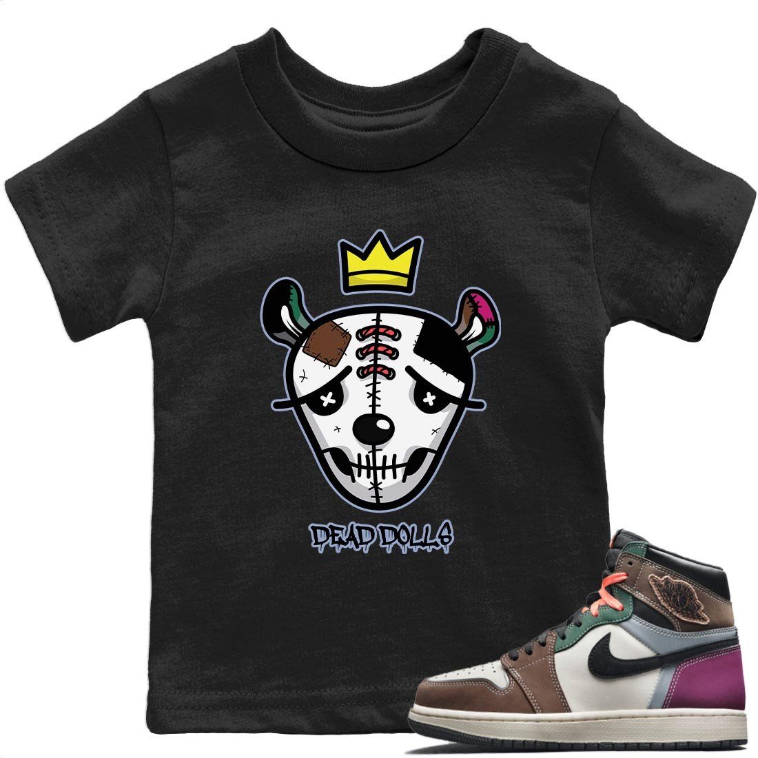 Dead Dolls Face Kids Tops - Air Jordan 1 Hand Crafted