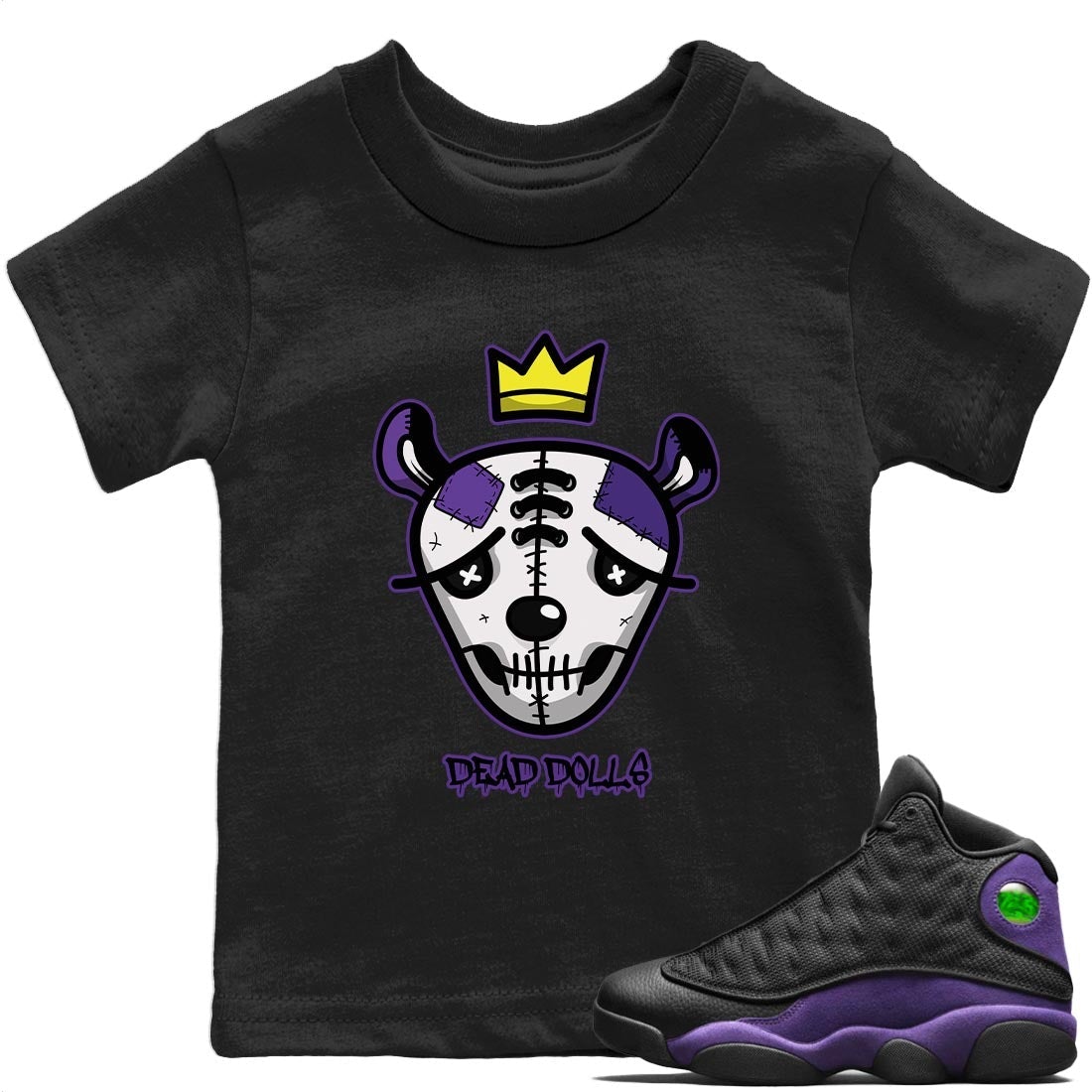 Dead Dolls Face Kids Tops - Air Jordan 13 Court Purple