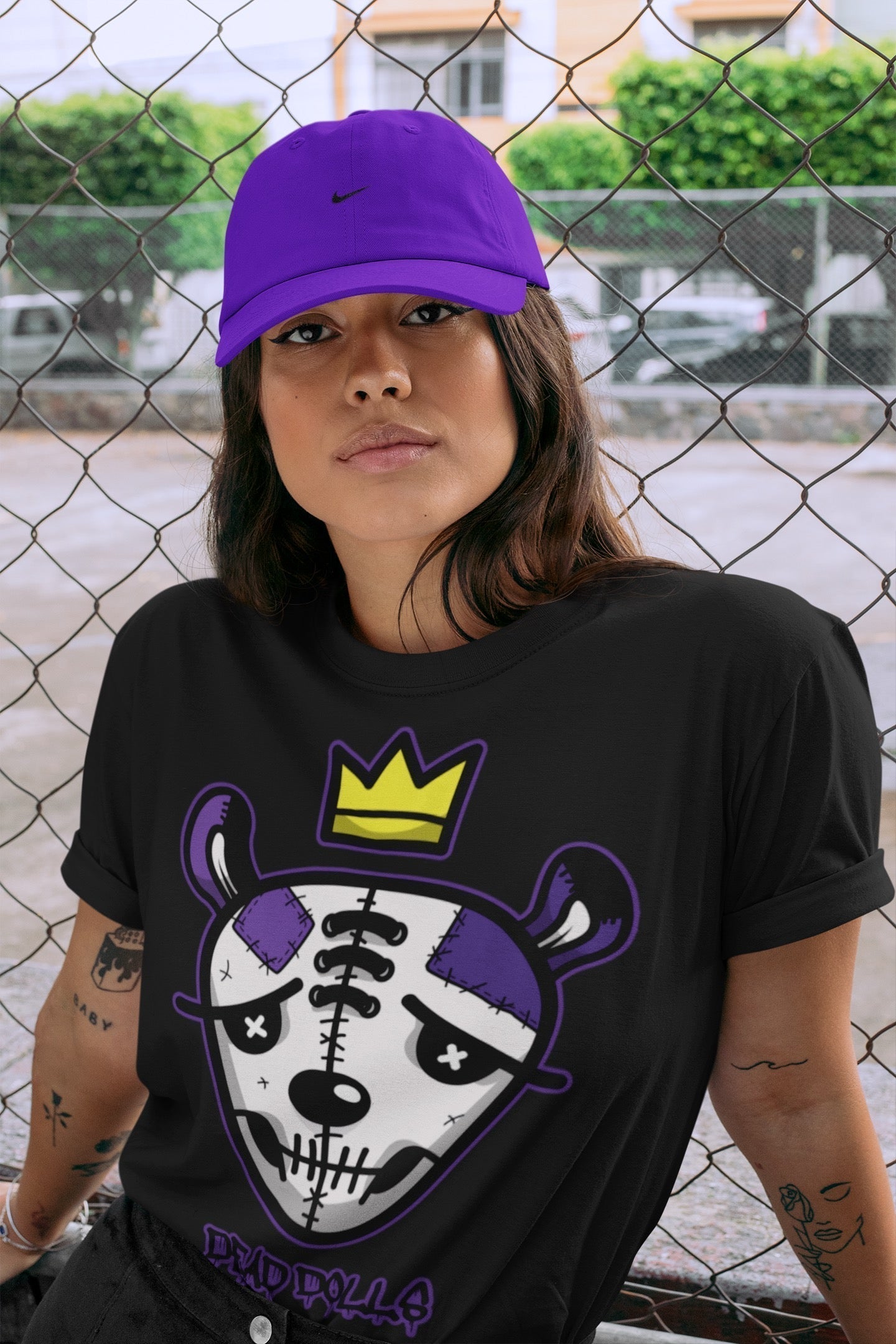 Dead Dolls Face Unisex Tops - Air Jordan 13 Court Purple
