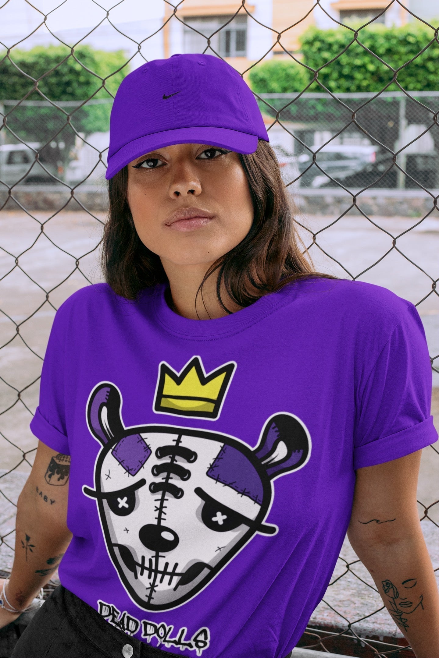 Dead Dolls Face Unisex Tops - Air Jordan 13 Court Purple