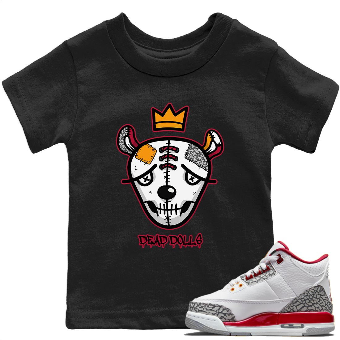 Dead Dolls Face Kids Tops - Air Jordan 3 Cardinal