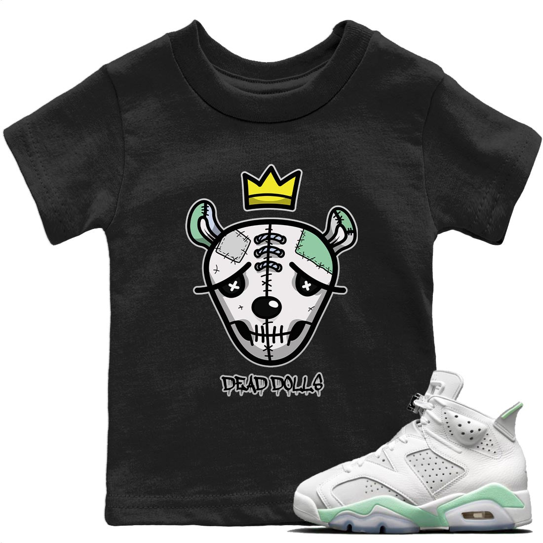 Dead Dolls Face Kids Tops - Air Jordan 6 Mint Foam