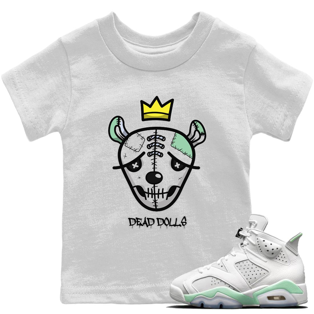 Dead Dolls Face Kids Tops - Air Jordan 6 Mint Foam