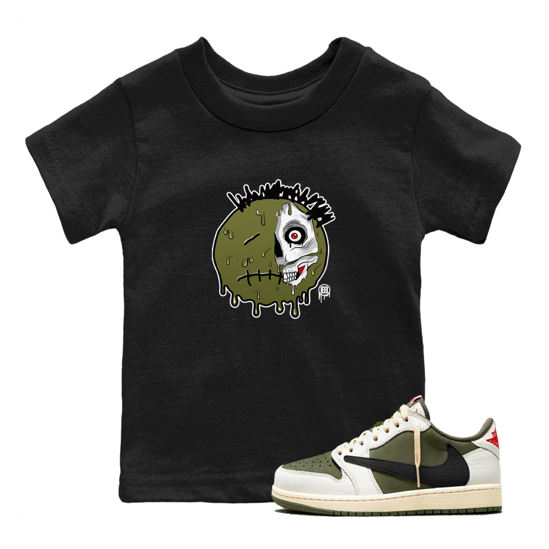 Dead Inside snkmatch Tees Kids - Air Jordan 1 Travis Scott Medium Olive