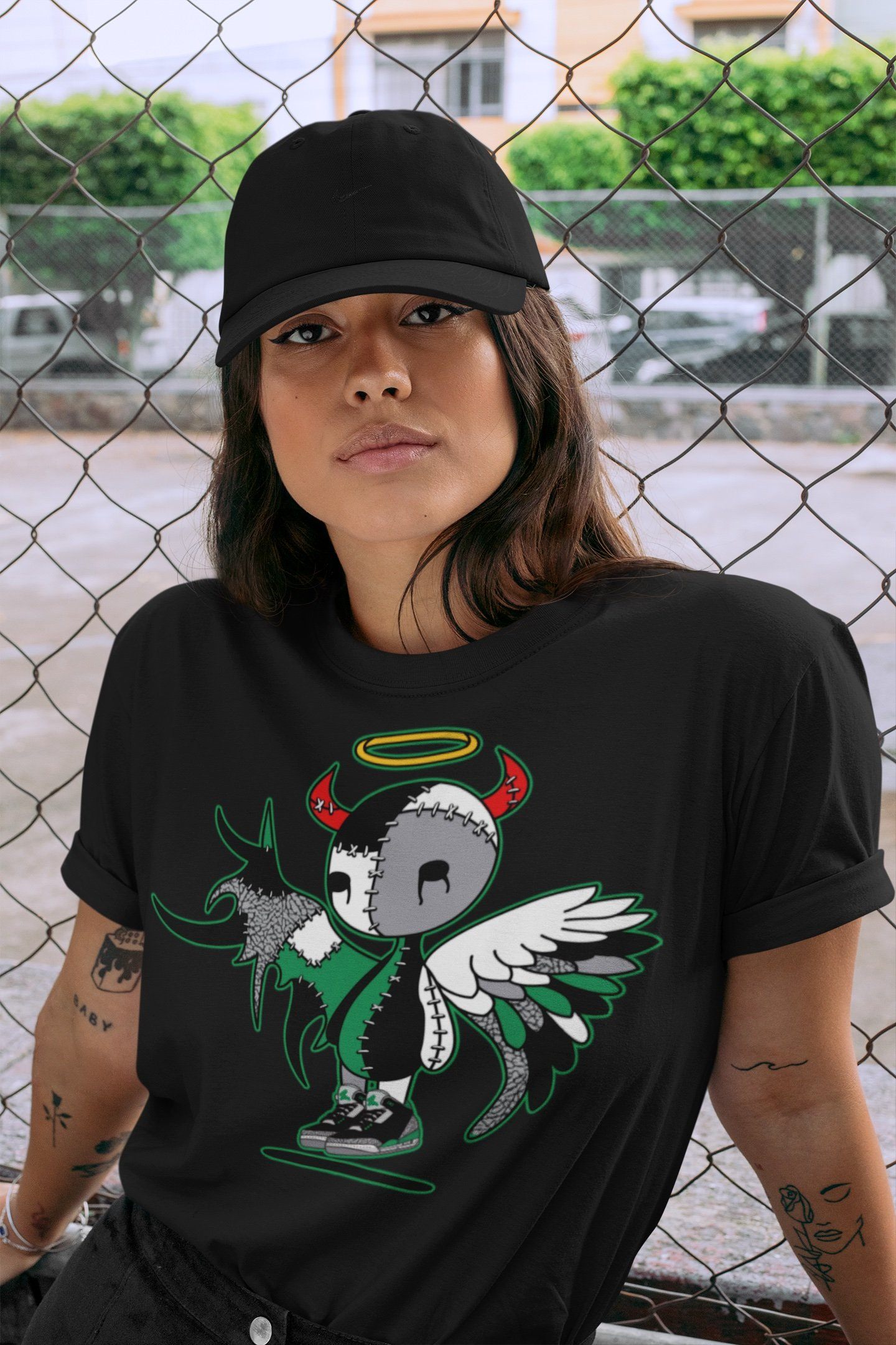 Devil Angel Unisex Tops - Air Jordan 3 Pine Green