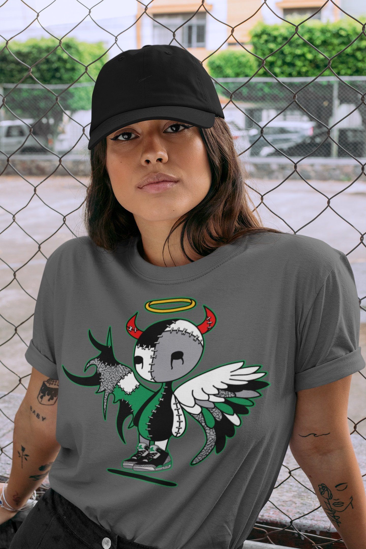 Devil Angel Unisex Tops - Air Jordan 3 Pine Green