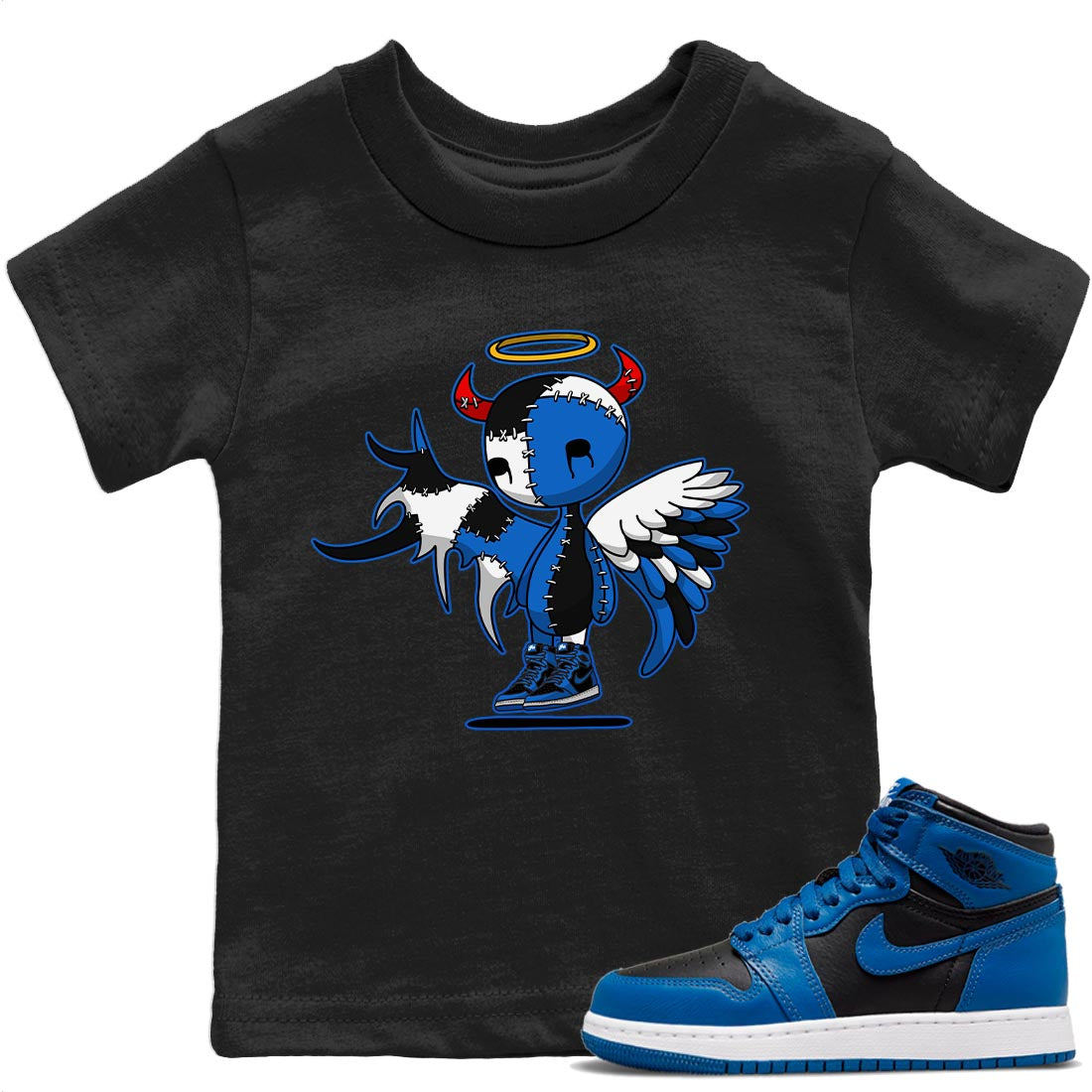 Devil Angel Kids Tops - Air Jordan 1 Dark Marina Blue