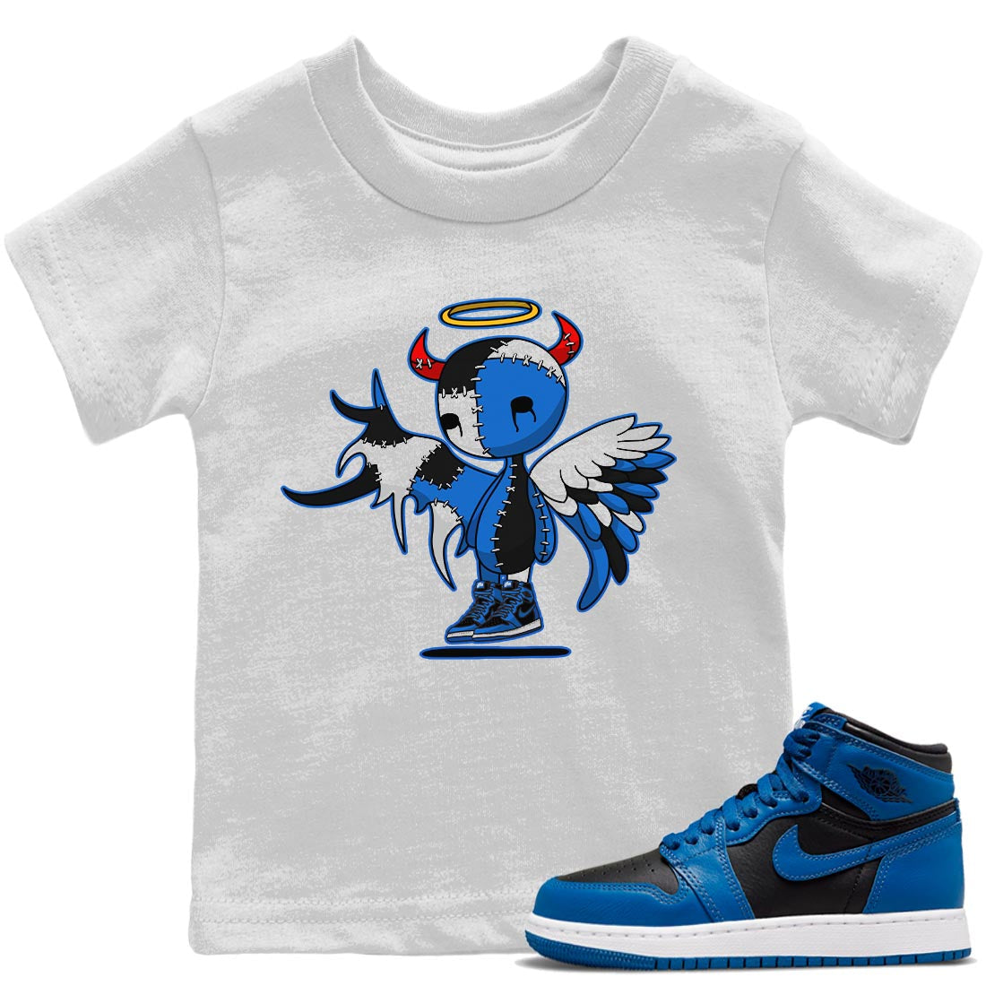 Devil Angel Kids Tops - Air Jordan 1 Dark Marina Blue