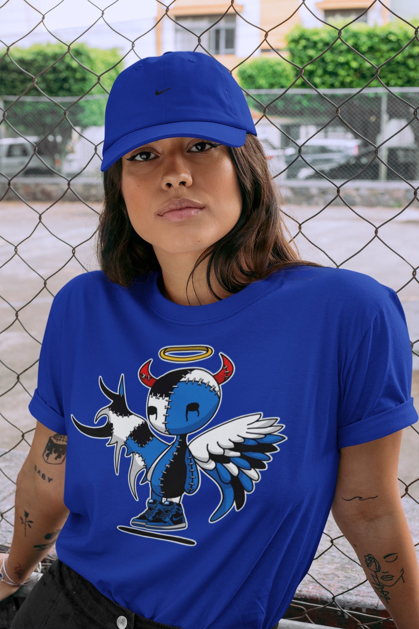 Devil Angel Unisex Tops - Air Jordan 1 Dark Marina Blue