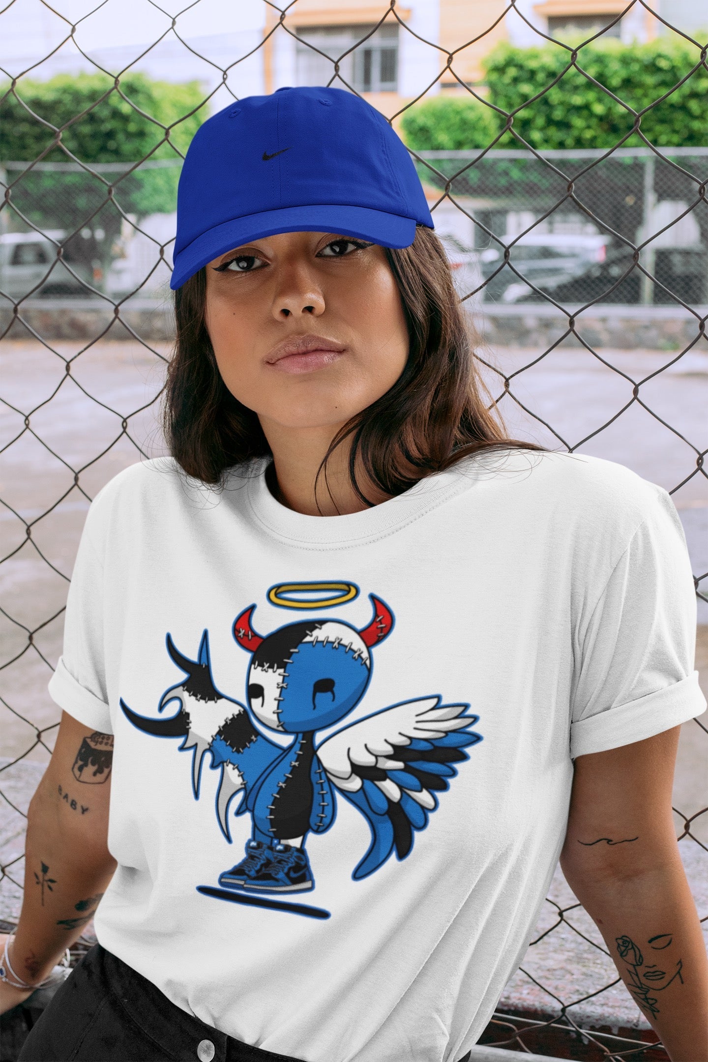 Devil Angel Unisex Tops - Air Jordan 1 Dark Marina Blue