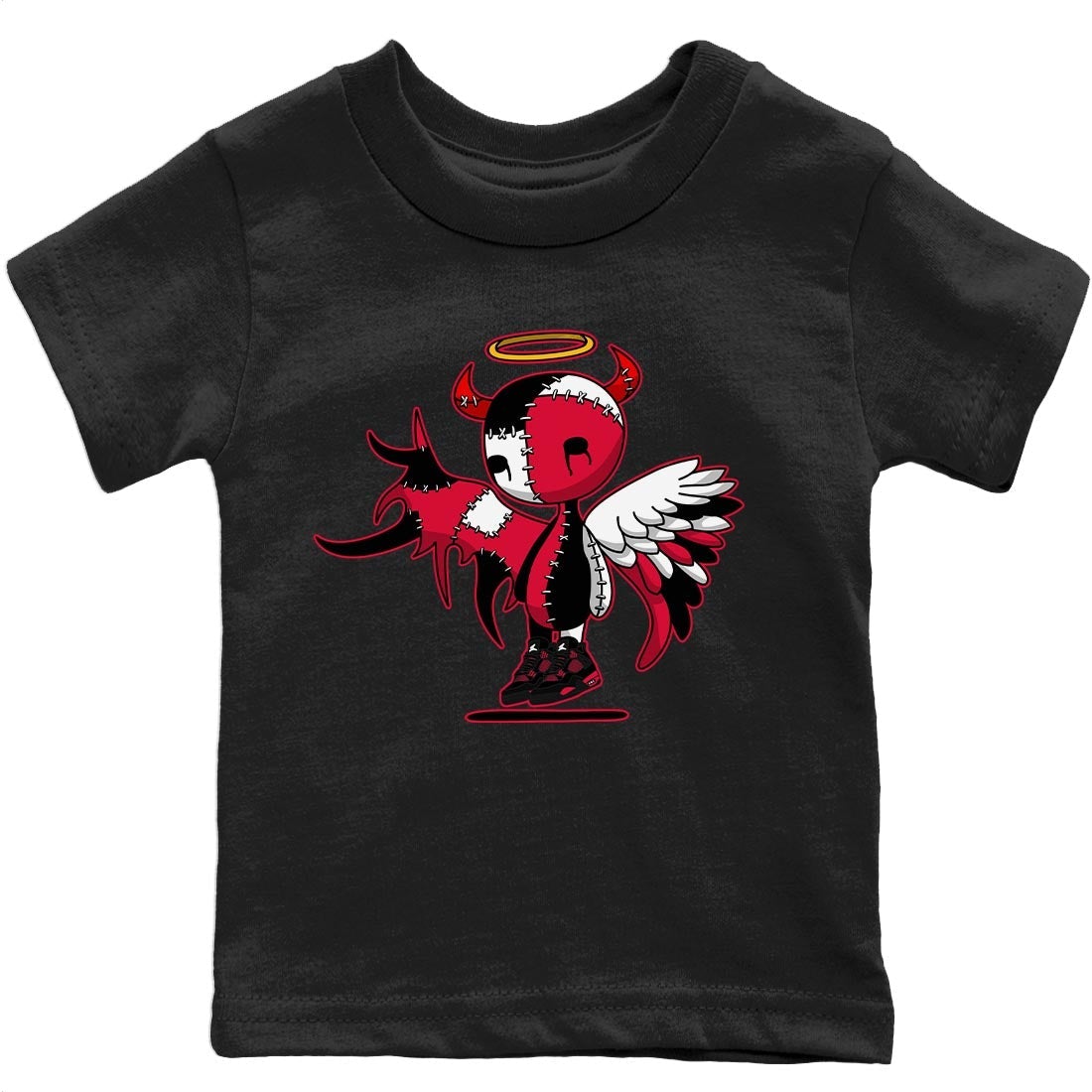 Devil Angel Kids Tops - Air Jordan 4 Red Thunder