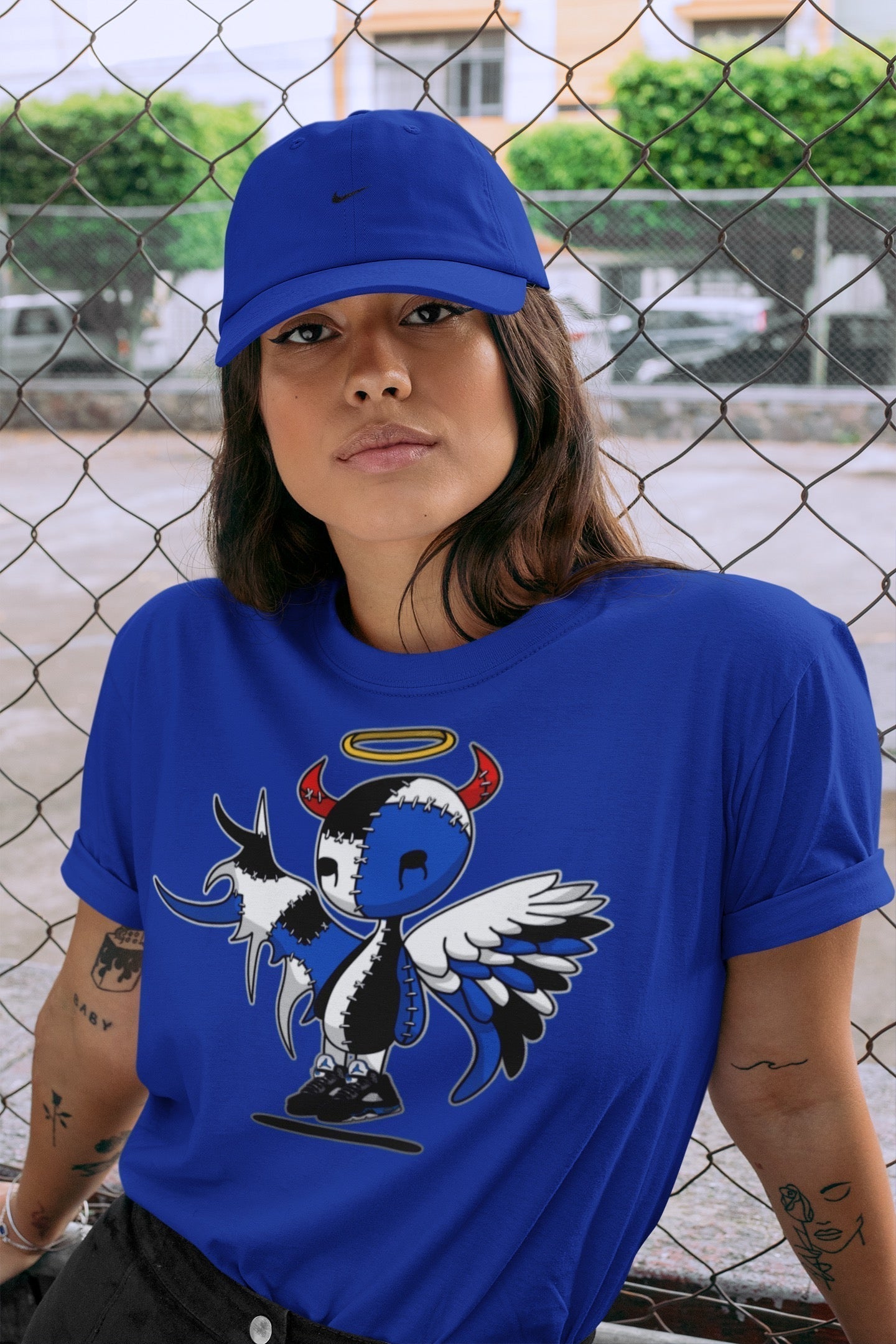 Devil Angel Unisex Tops - Air Jordan 5 Racer Blue